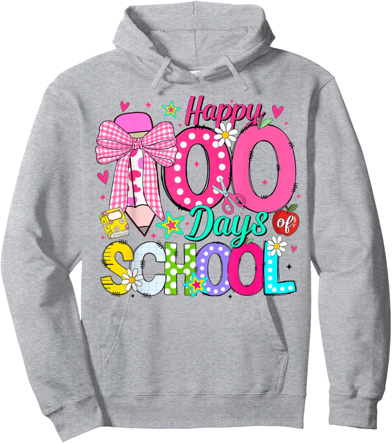 100th Day of School Coquette Bow Girls Teachers Classroom Hoodie - Hoodie | Ash