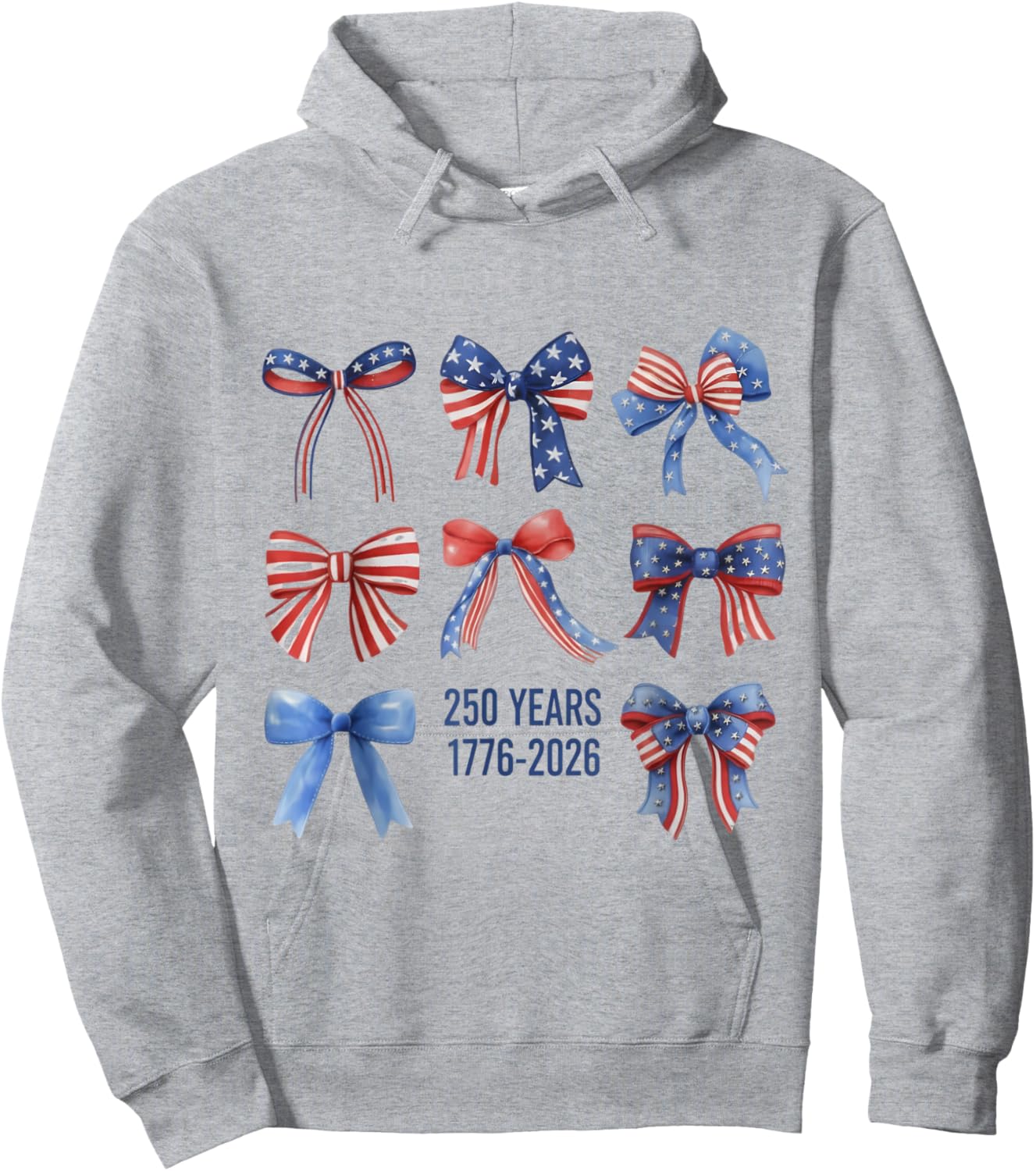 Bows American Flag 250 Years 1776-2026 250th Birthday Hoodie - Hoodie | Ash