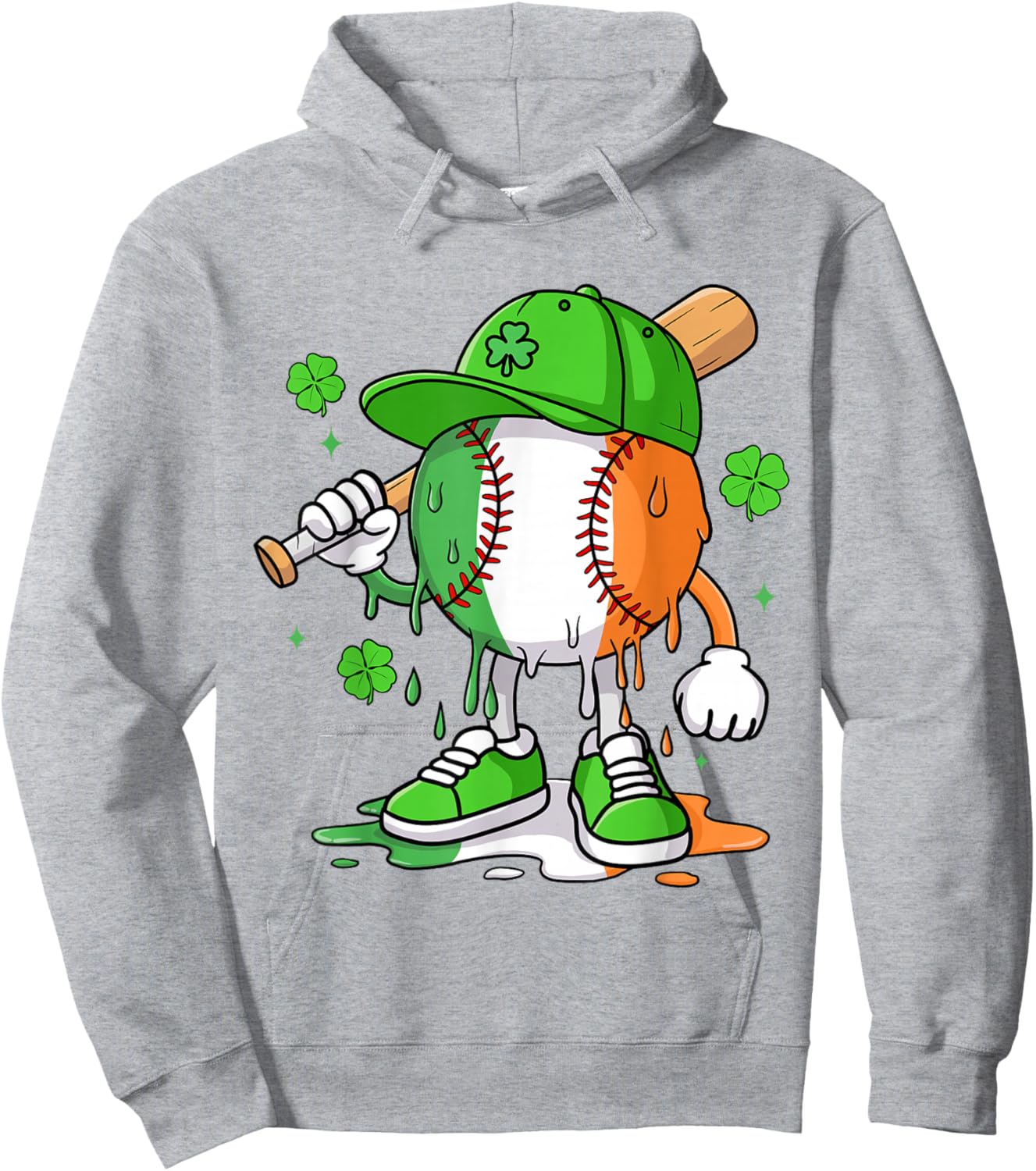 Boys St Patricks Day Irish Flag Kids Baseball Ice Cream Drip Hoodie - Hoodie | Ash