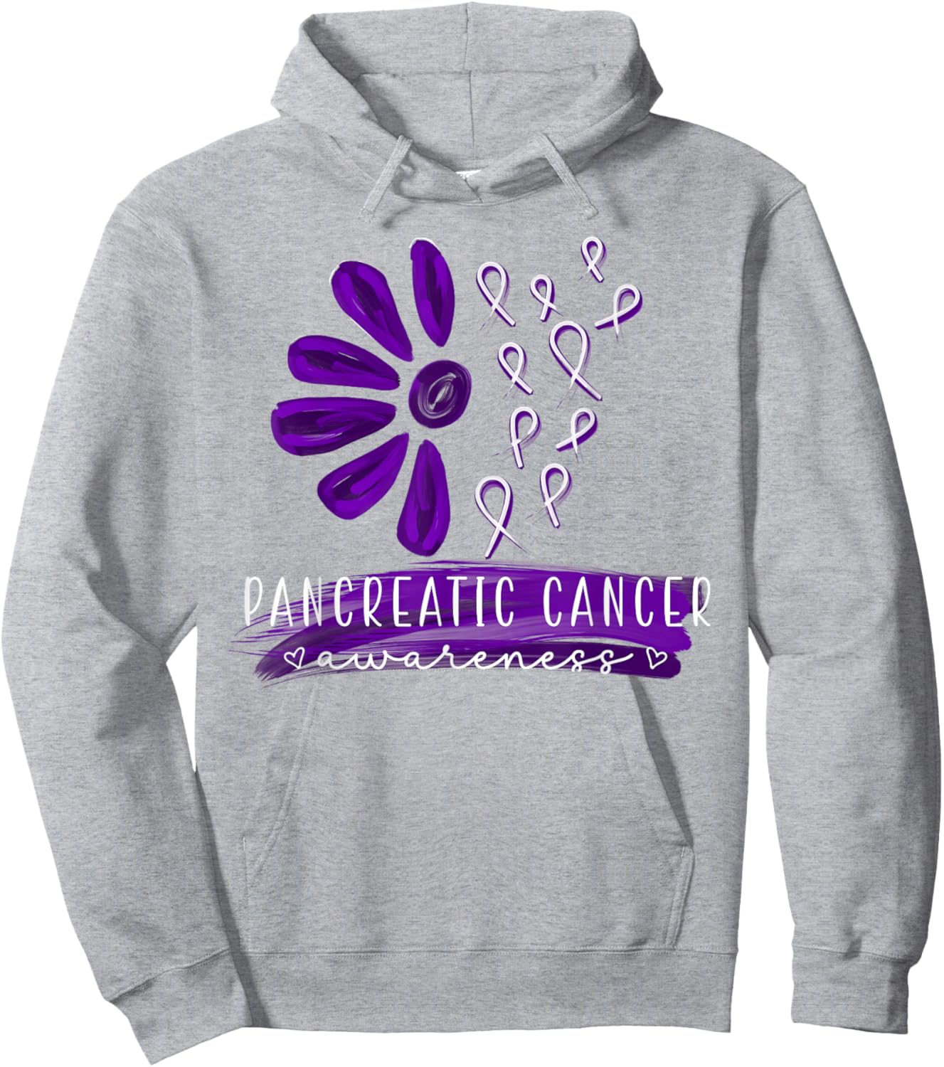 Pancreatic Cancer Awareness Support Purple Flower Petals Hoodie - Hoodie | Ash
