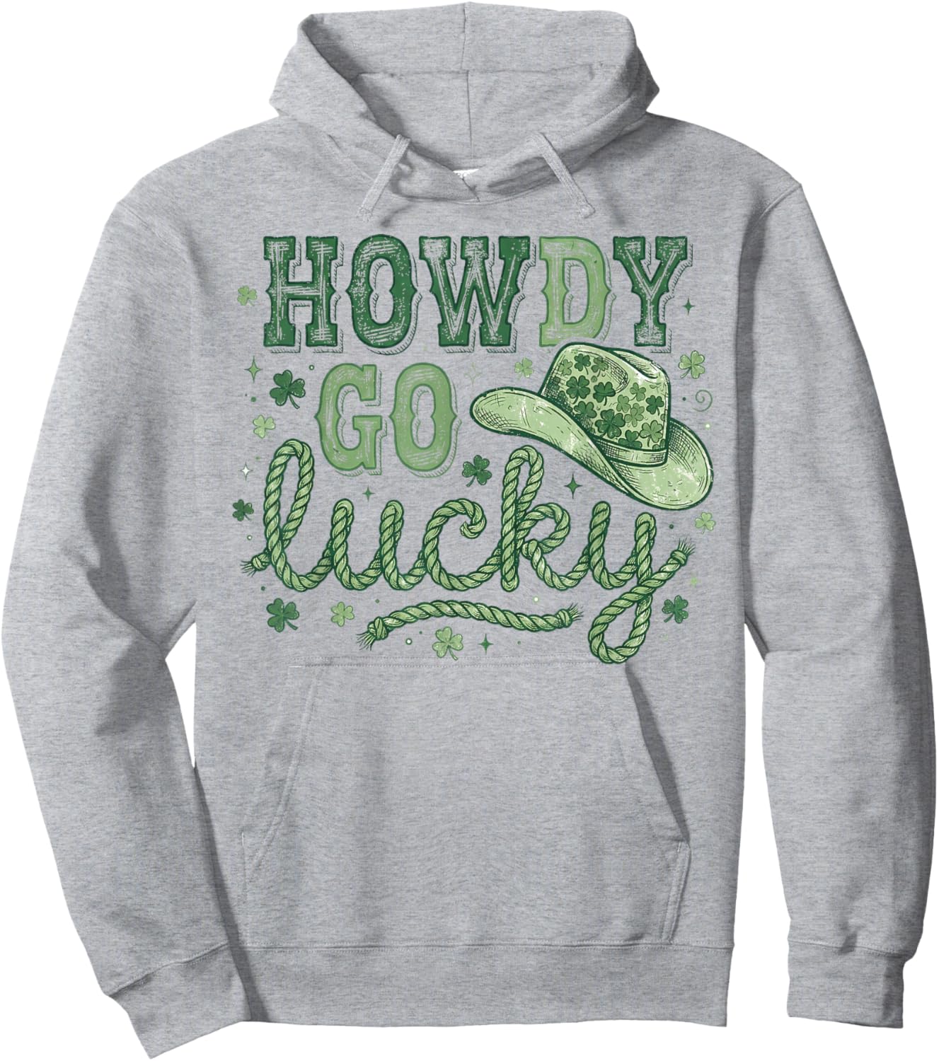 Howdy Go Lucky St Patrick’s Day Funny Country Cowboy Rodeo Hoodie - Hoodie | Ash