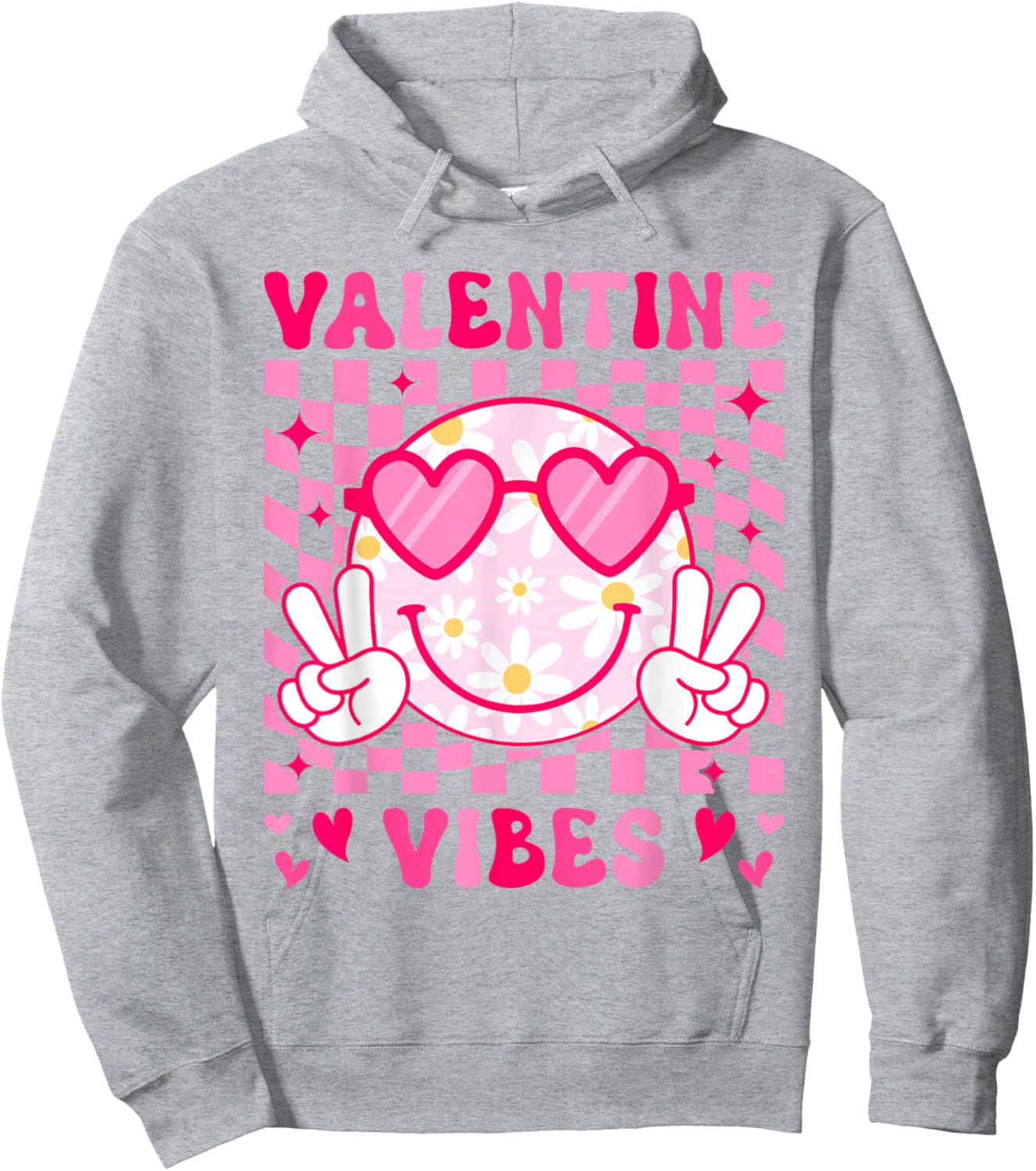 Groovy Valentine Vibes Women Teens Girls Kid Flower Hoodie - Hoodie | Ash
