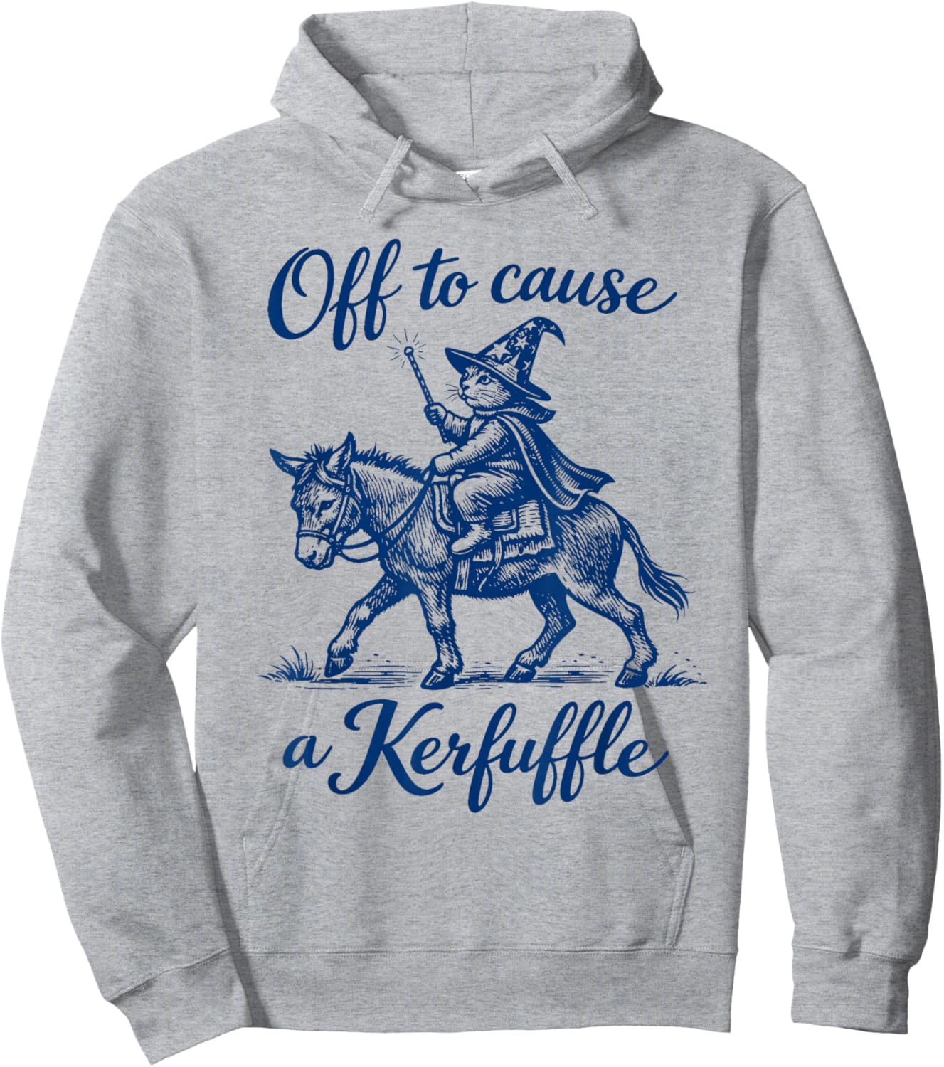 Funny Cat Donkey Bear Graphic Off to Cause a Kerfuffle Hoodie - Hoodie | Ash
