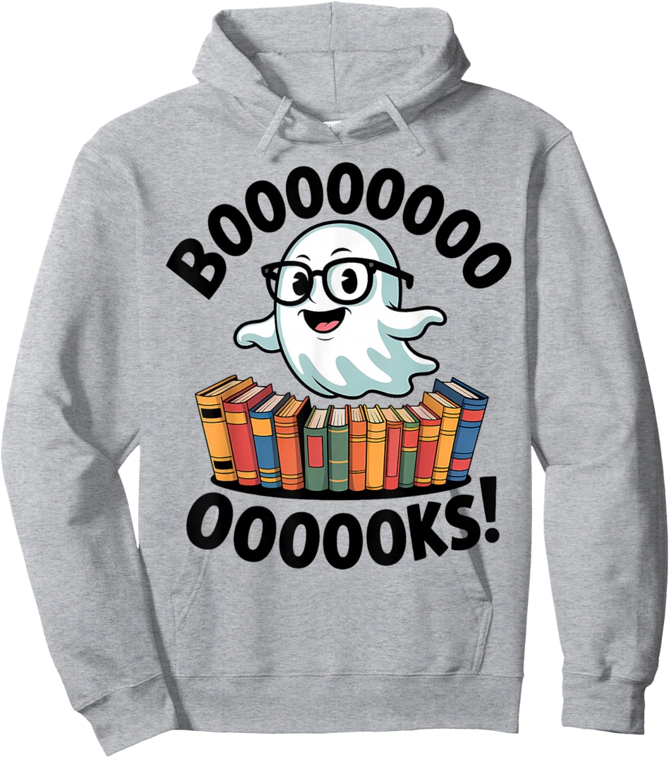 Books Funny Nerdy Halloween Ghost Book Lover Hoodie - Hoodie | Ash