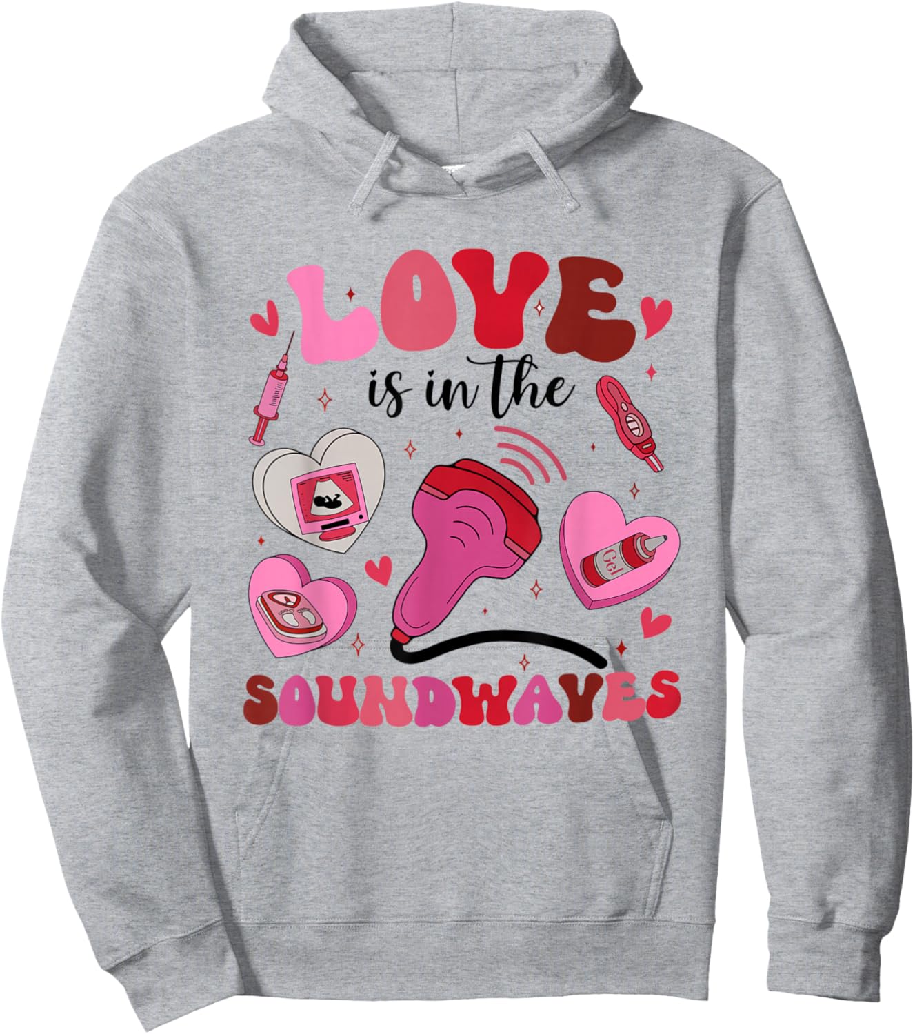 Retro Ultrasound Technologist Valentine Sonographer RDMS Hoodie - Hoodie | Ash