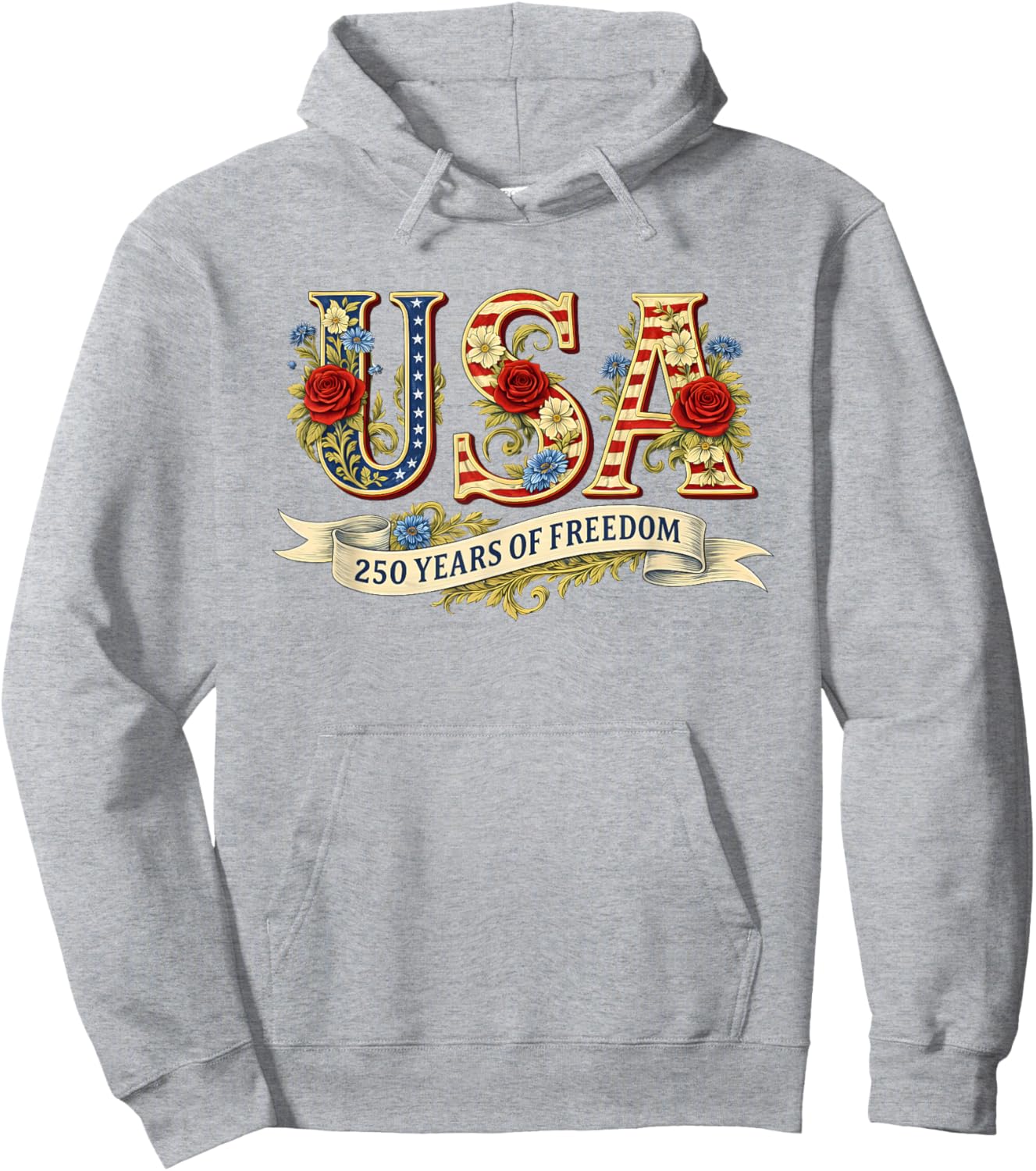 USA 250 Years of Freedom 1776 2026 America 250th Anniversary Hoodie - Hoodie | Ash