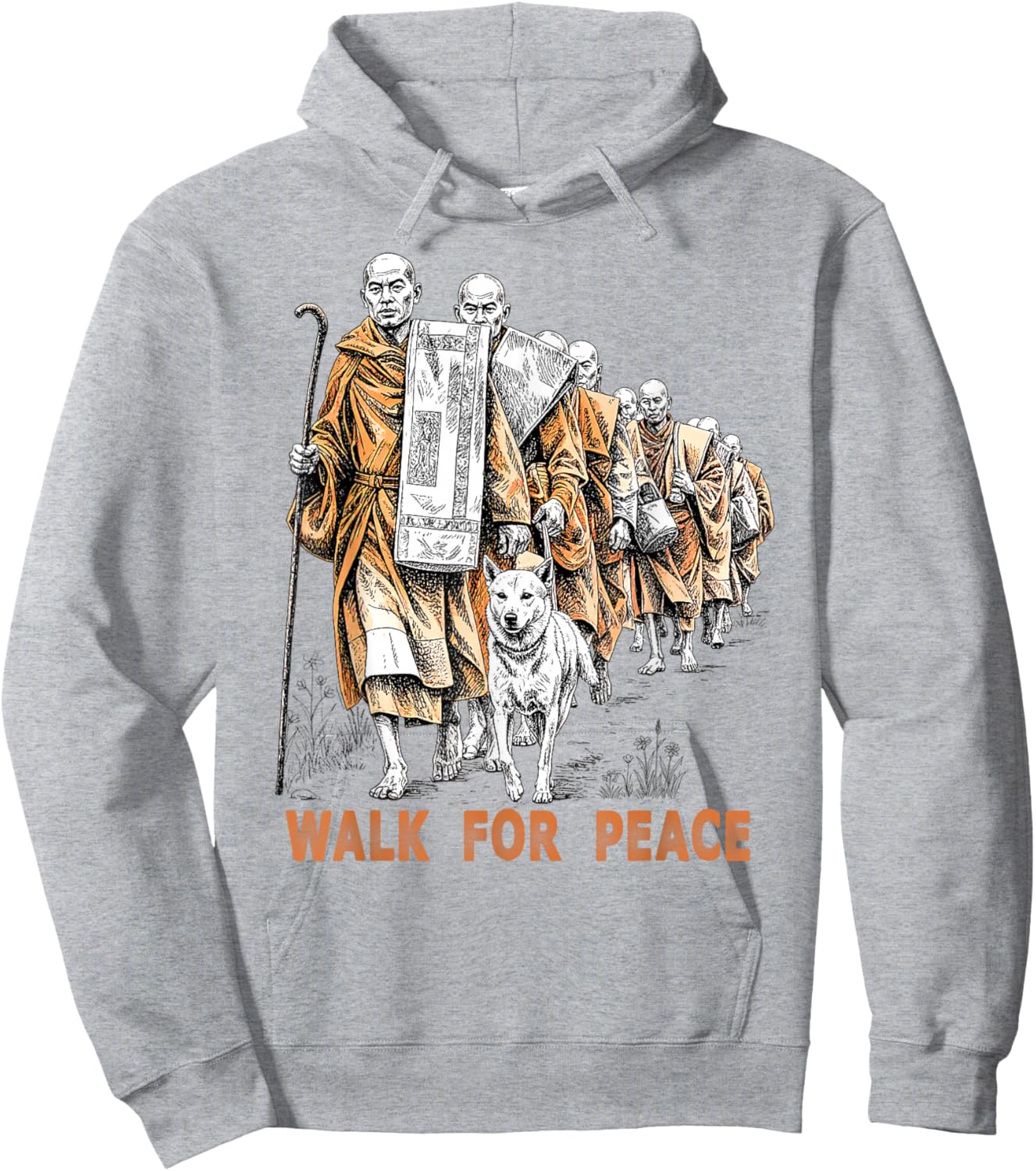 Walk for Peace Buddhist Monks Inspirational Journey Hoodie - Hoodie | Ash