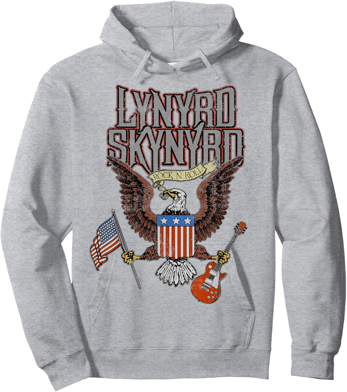 Lynyrd Skynyrd Eagle Guitar US Flag Classic Rock Biker Retro Hoodie - Hoodie | Ash