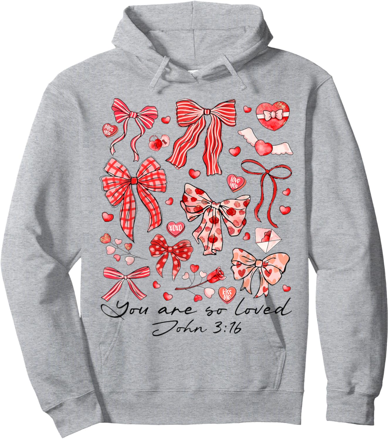 You are So Loved John 3:16 Christian Coquette Pink Bow Hoodie - Hoodie | Ash