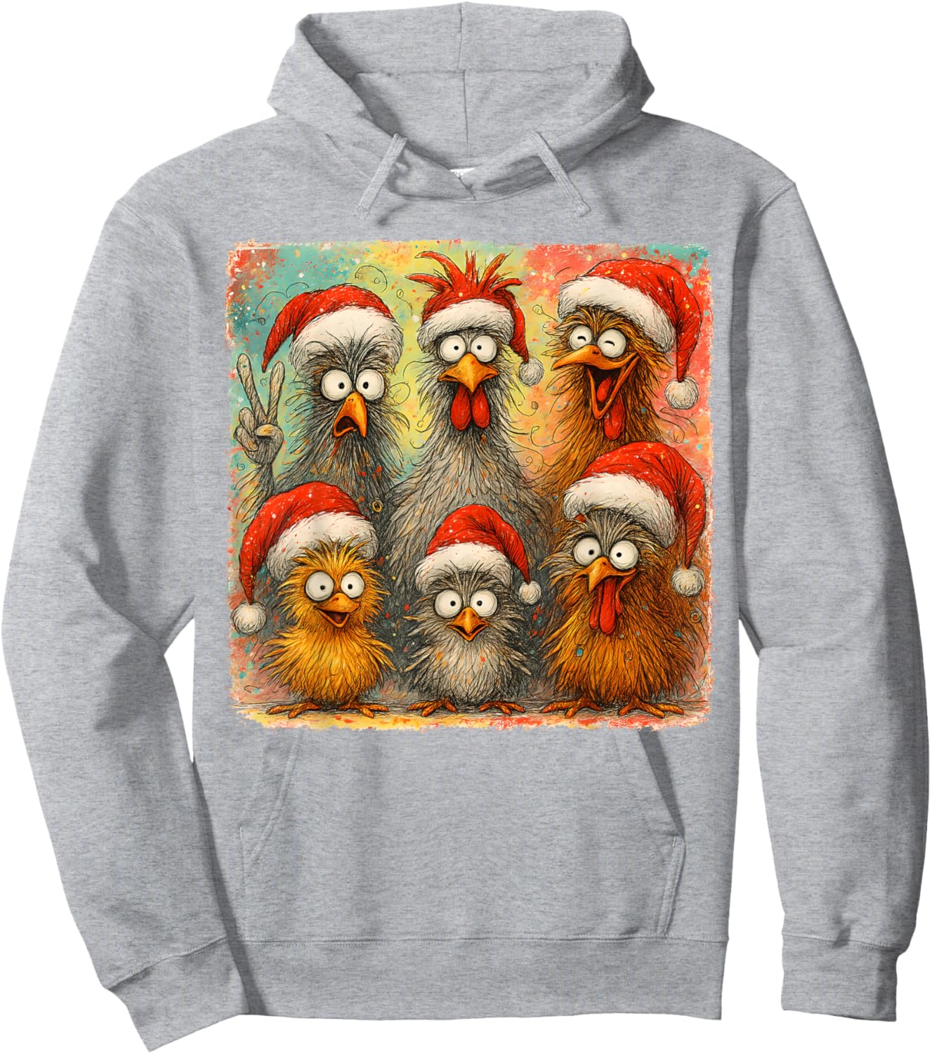 HUGvyn Christmas Santa Chicken Crazy Eagerlys Rooster Meme Hoodie - Hoodie | Ash