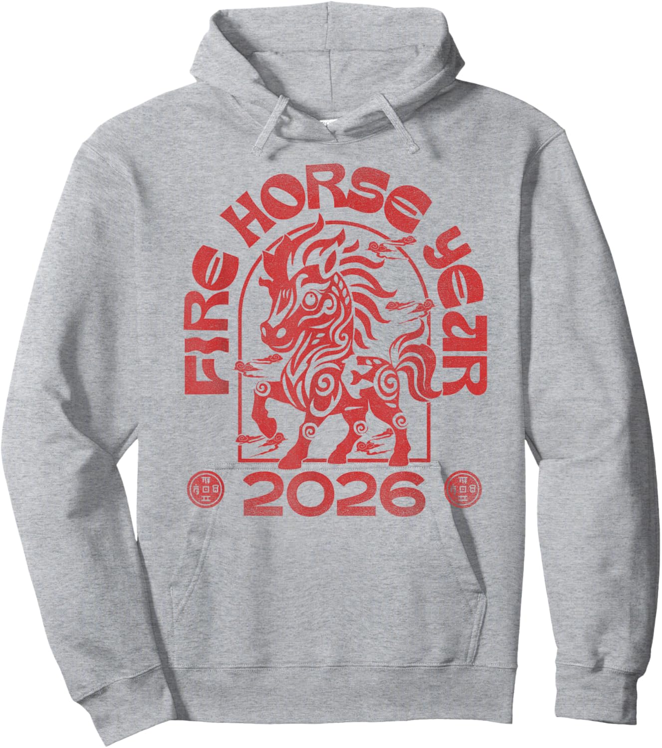 2026 Fire Horse Shirt Happy Chinese New Year 2026 Hoodie - Hoodie | Ash