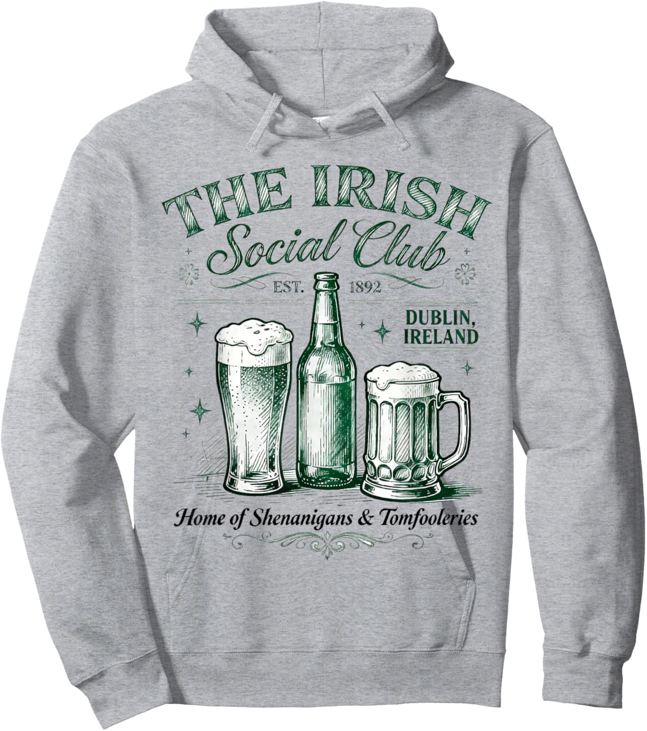 The Irish Social Club Vintage Drinking Team St Patrick's Day Hoodie - Hoodie | Ash