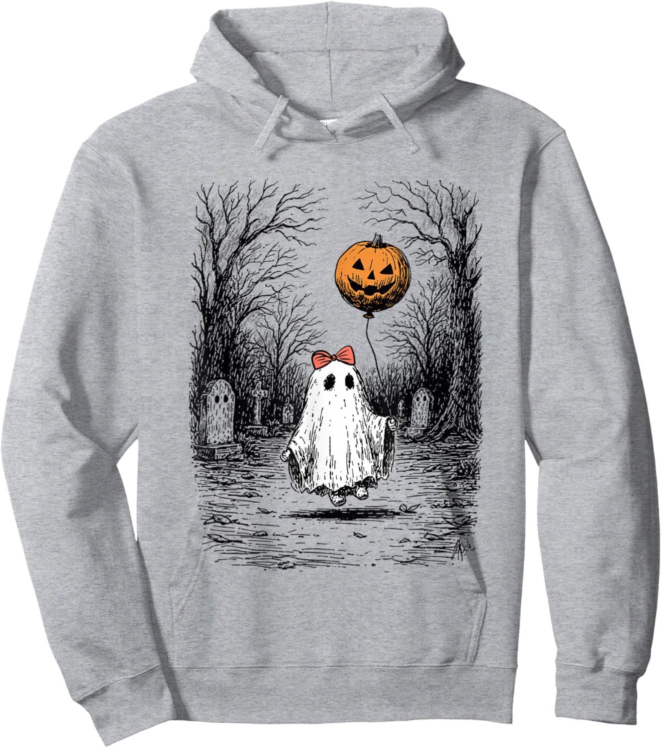 Horror Halloween Ghost Fall Pumpkin Spooky Season Women Hoodie - Hoodie | Ash