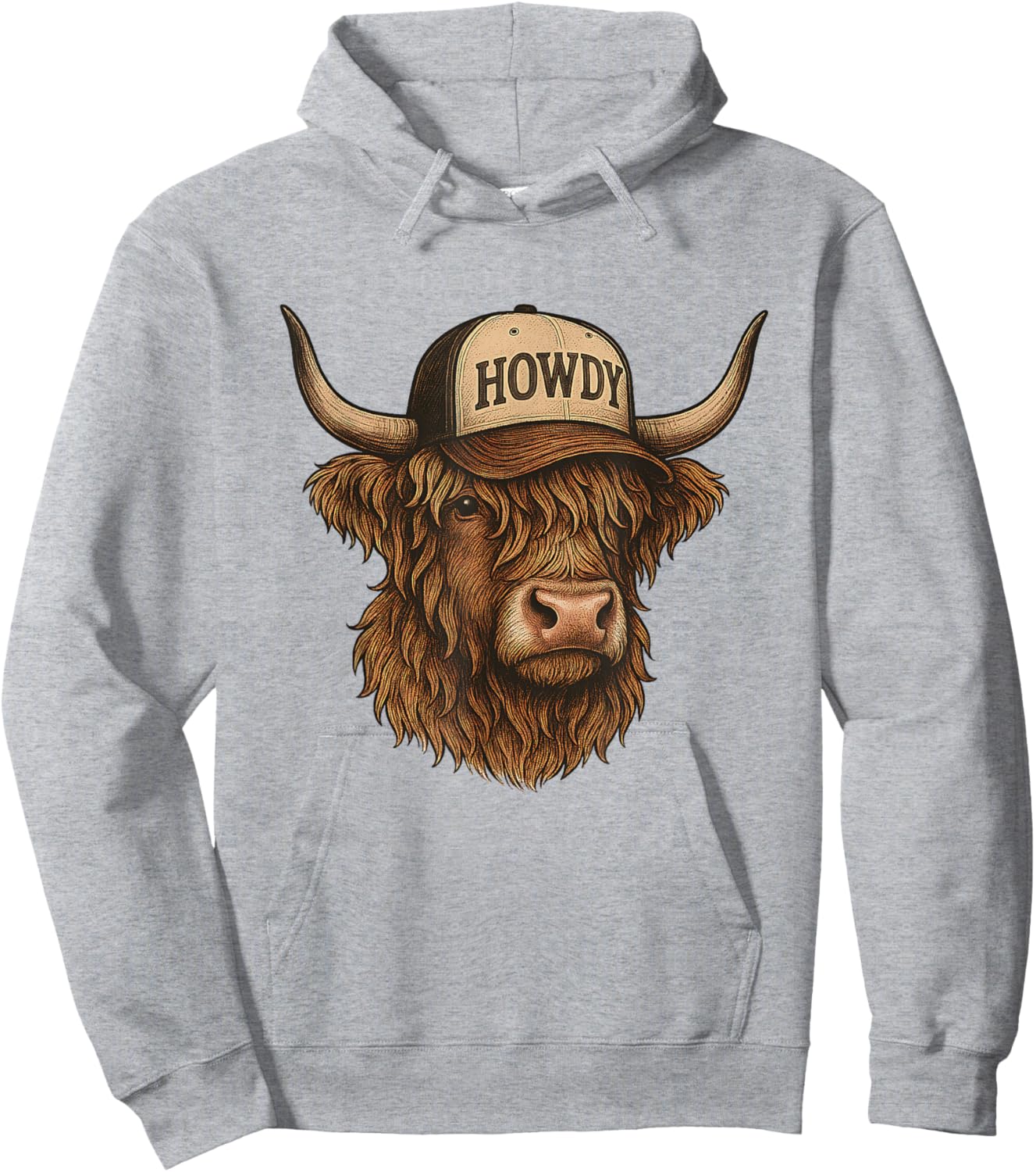 Highland Cow Cattle Farmer Funny Highland Cow Graphic Hoodie - Hoodie | Ash