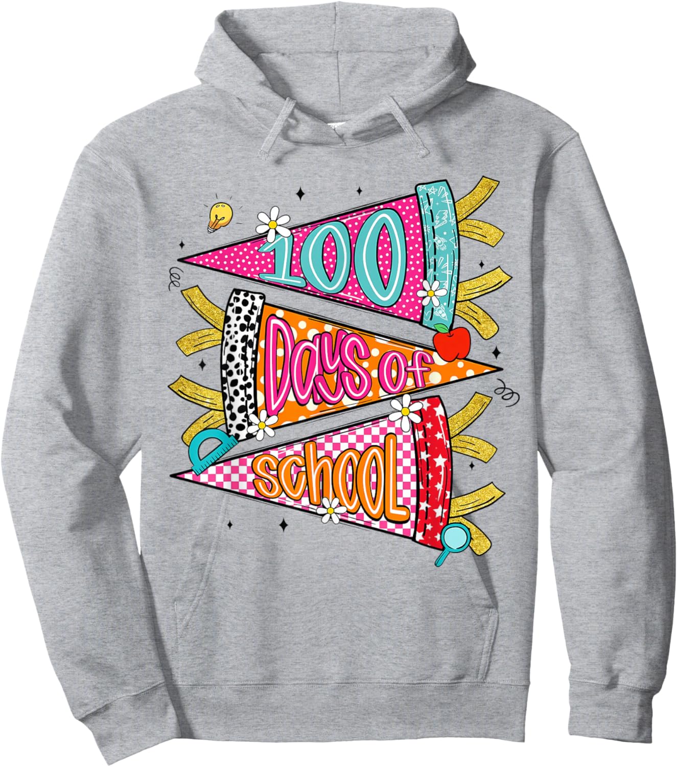 Cute 100 Days of School Girl Teacher 100th Day of School Kid Hoodie - Hoodie | Ash