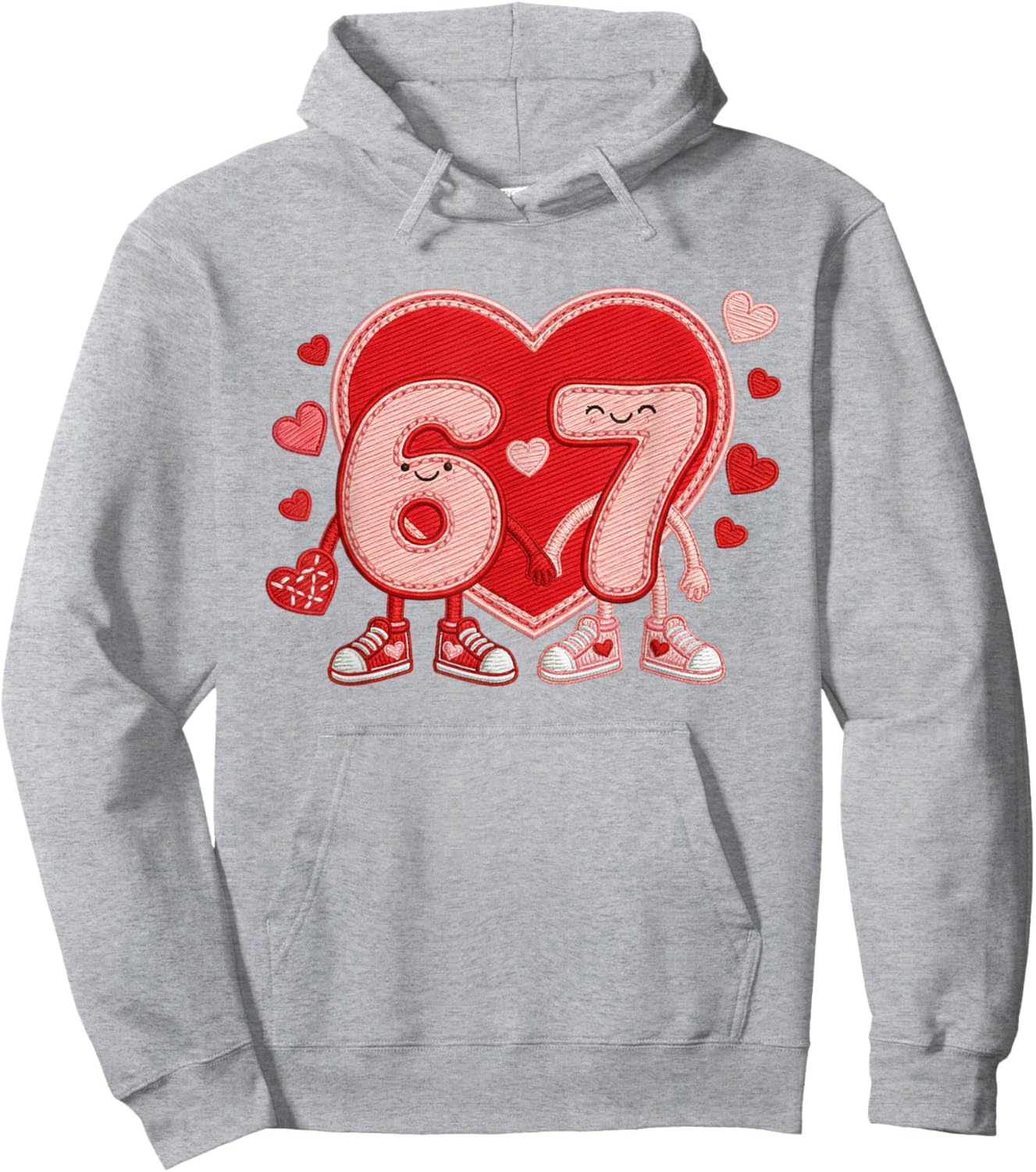 Valentine’s Day 67 Meme Six Seven 6 7 Valentine Heart Couple Hoodie - Hoodie | Ash