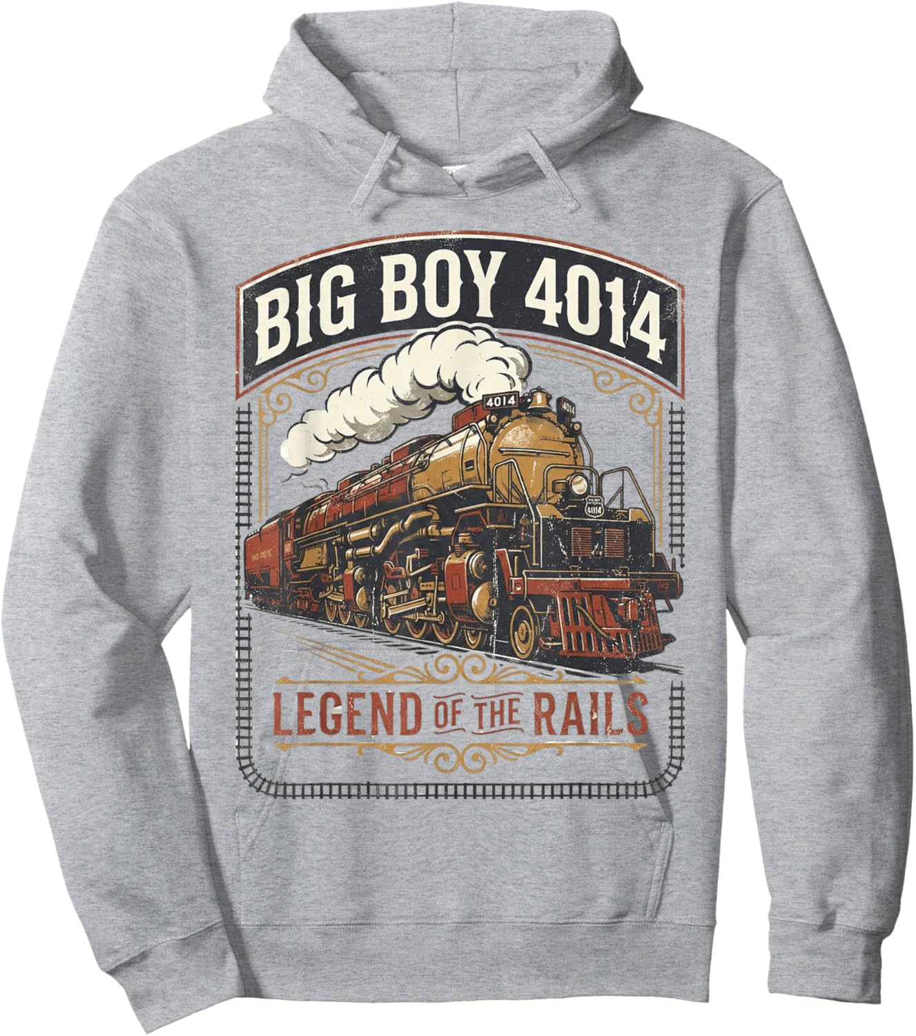 Big Boy 4014 Steam Engine Locomotive Train Vintage Railroad Hoodie - Hoodie | Ash