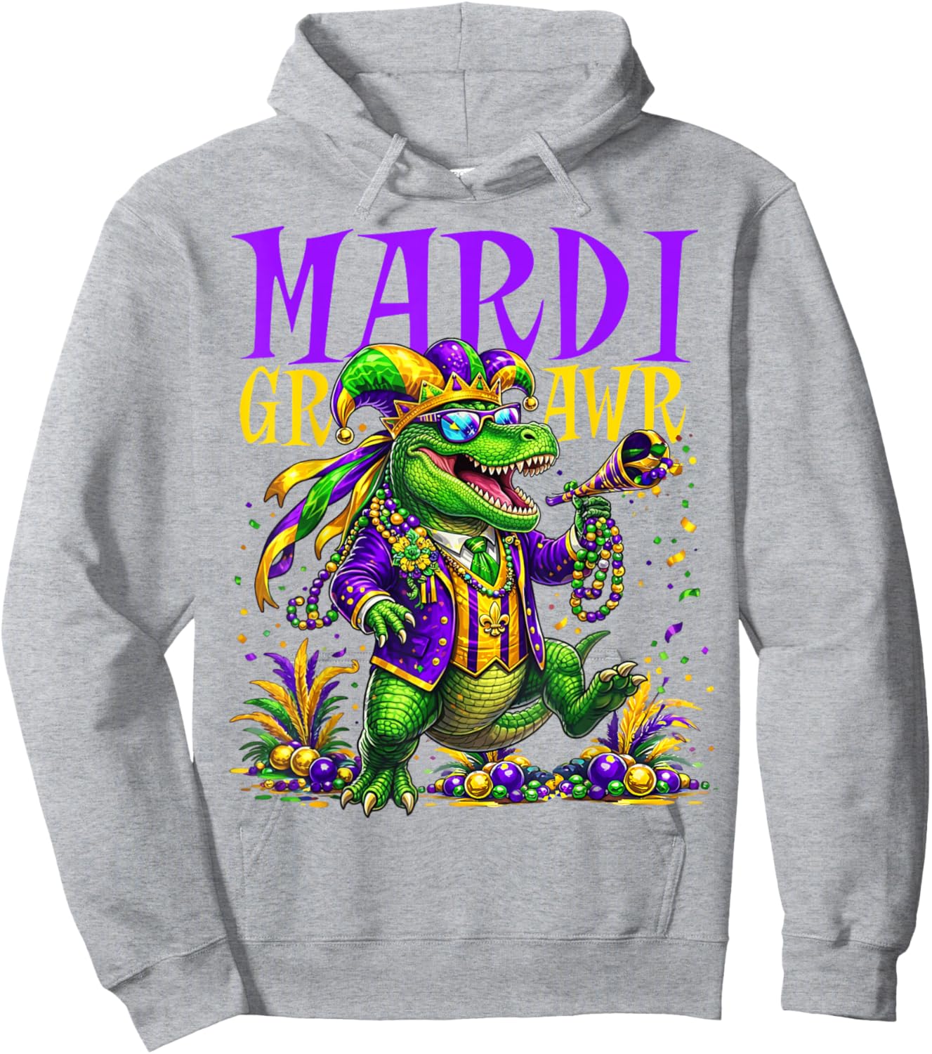Mardi Gras Dinosaur Let The Shenanigans Begin Mardi Gras Hoodie - Hoodie | Ash