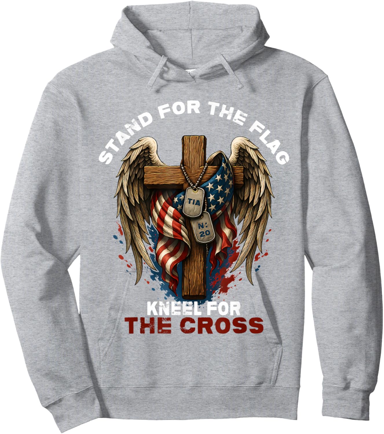 Stand for The Flag Kneel for The Cross Hoodie - Hoodie | Ash