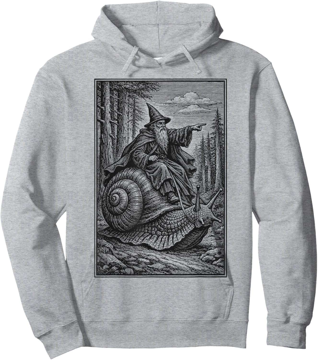 Retro Medieval Snail Rider Whimsical Wizard Fantasy Snail Hoodie - Hoodie | Ash