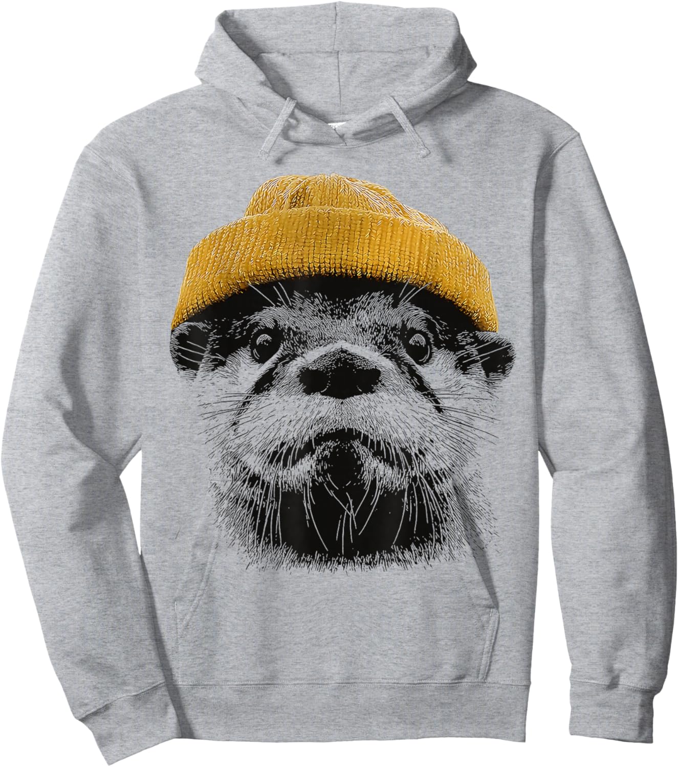 Retro River Otter Wearing Beanie Cute Otter Animal Art Hoodie - Hoodie | Ash