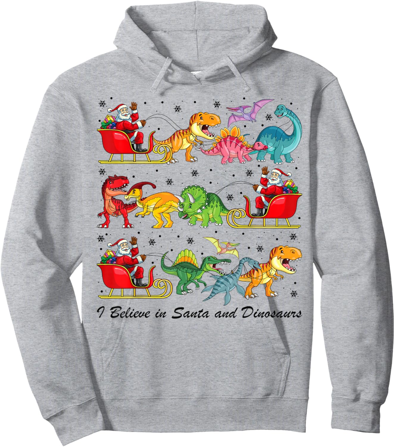 I Believe in Santa and Dinosaur Merry Christmas Boys Kids Hoodie - Hoodie | Ash