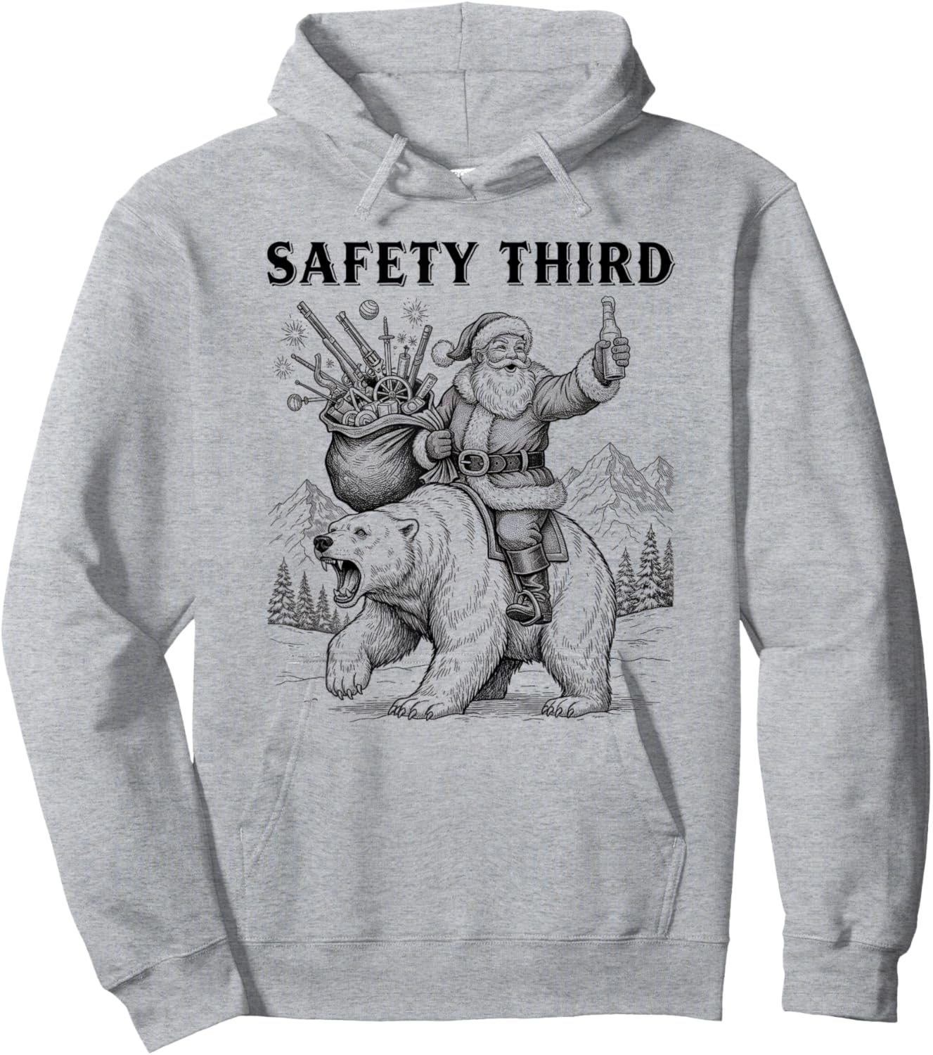 Safety Third Funny Sarcastic Christmas Safety Third Hoodie - Hoodie | Ash