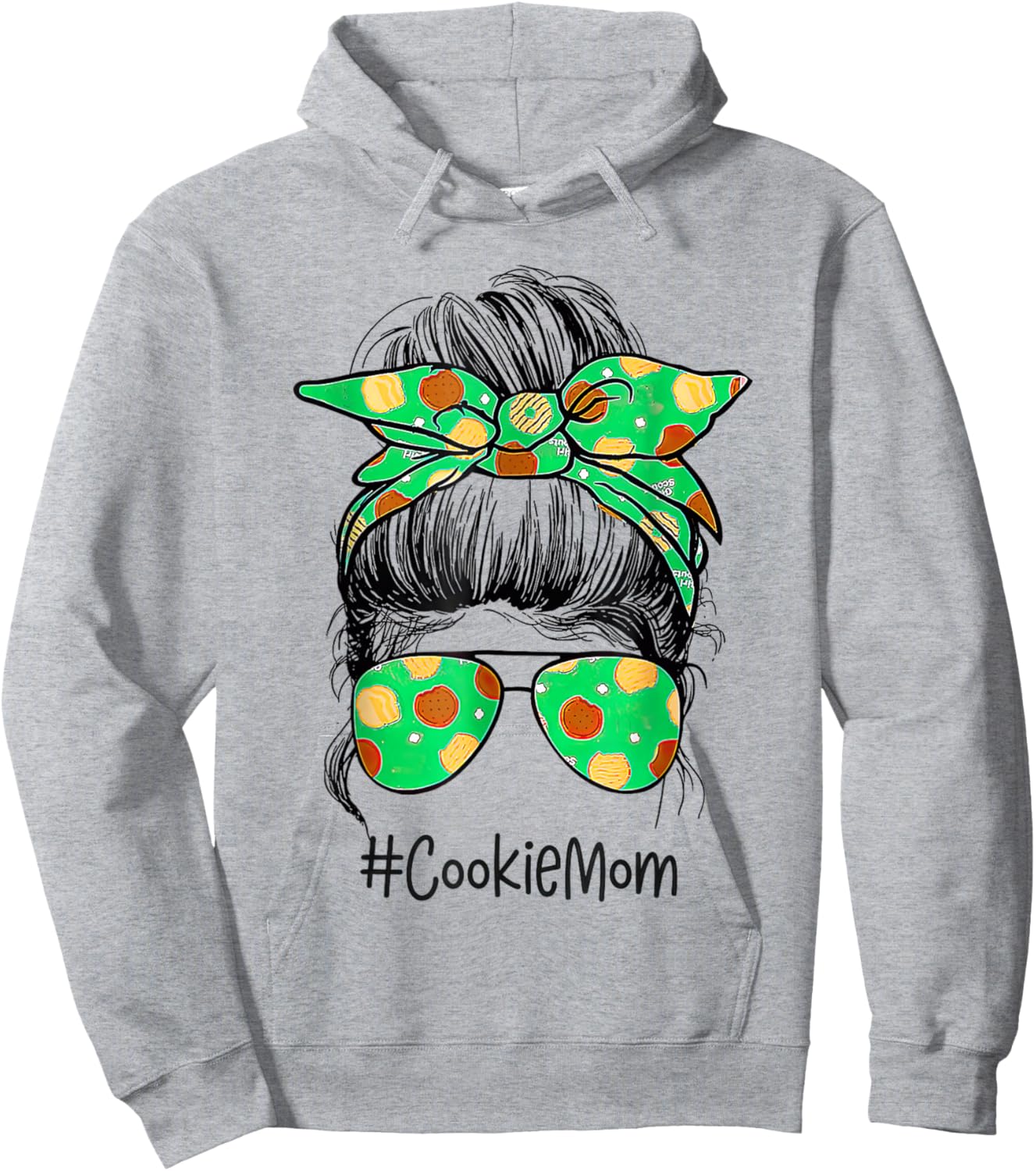 Scout Cookie Mom Girls Momlife Messy Bun Sunglasses Hoodie - Hoodie | Ash