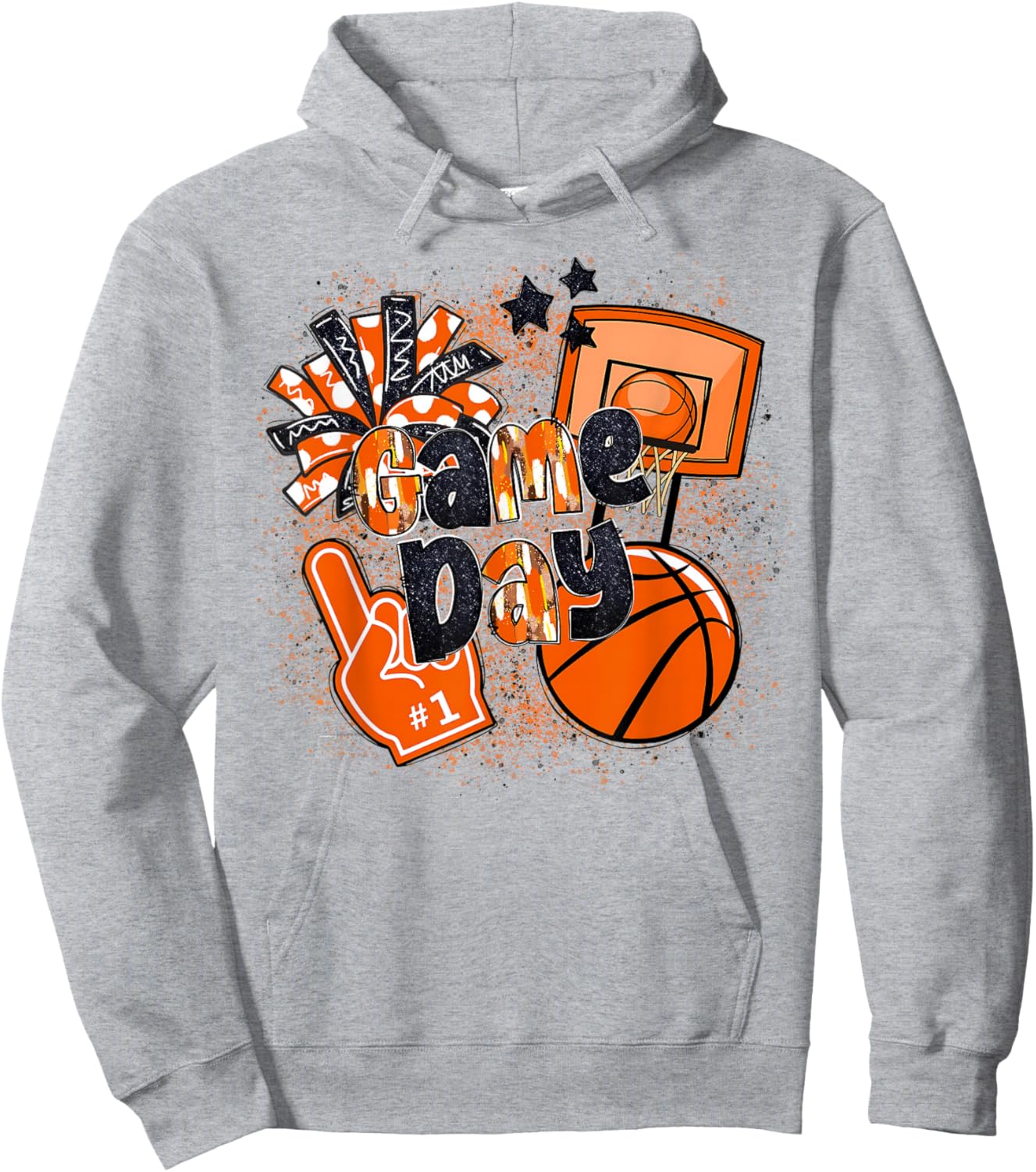 Game Day Basketball Boy Girl Men Women Basketball Mom Cheer Hoodie - Hoodie | Ash