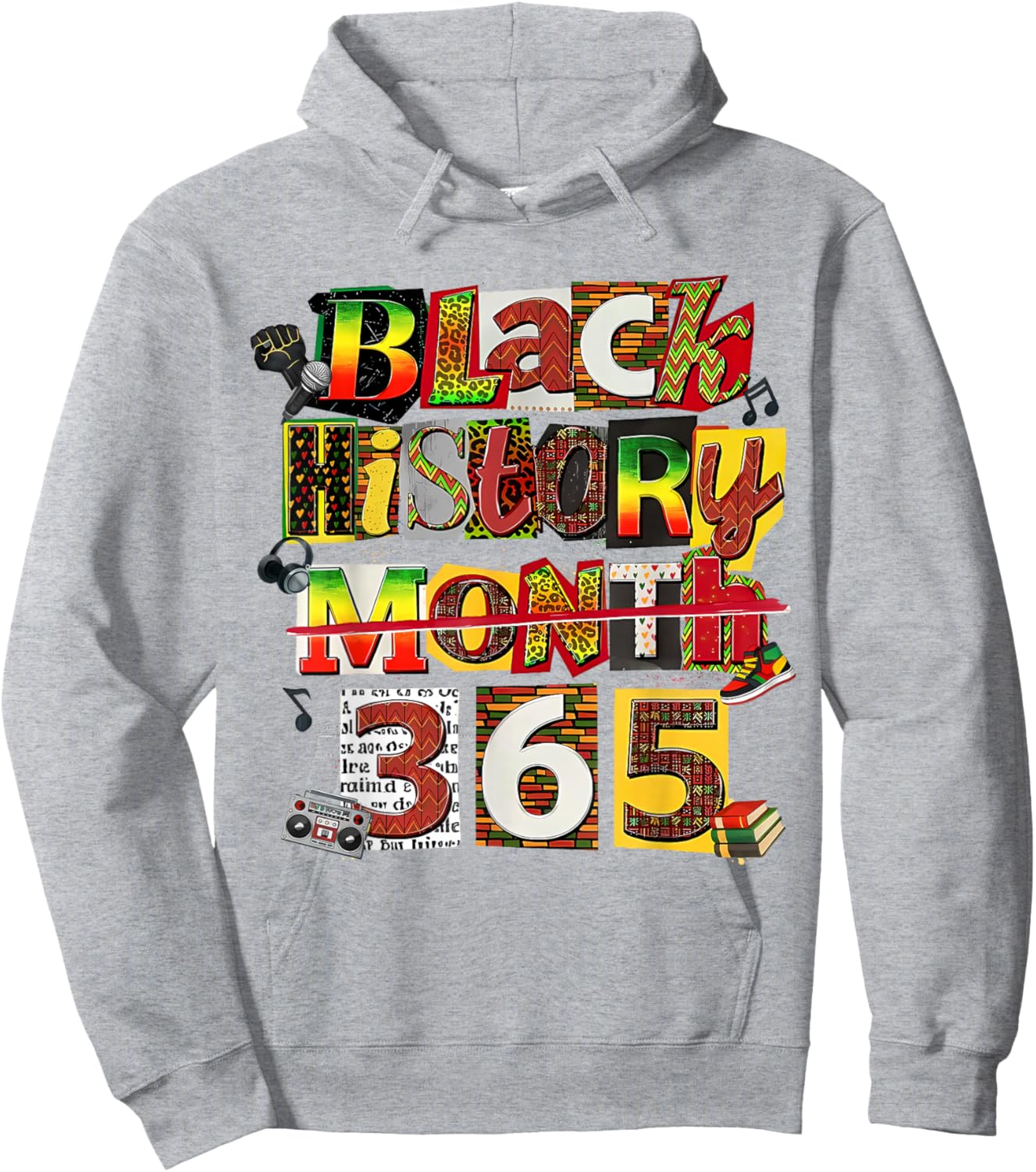 Black History Month 365 Collage Afro American Pride Hoodie - Hoodie | Ash