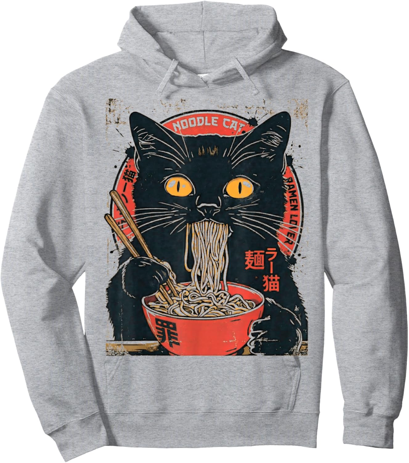 Noodle Cat Ramen Lover Japanese Food Cat Art Design Hoodie - Hoodie | Ash