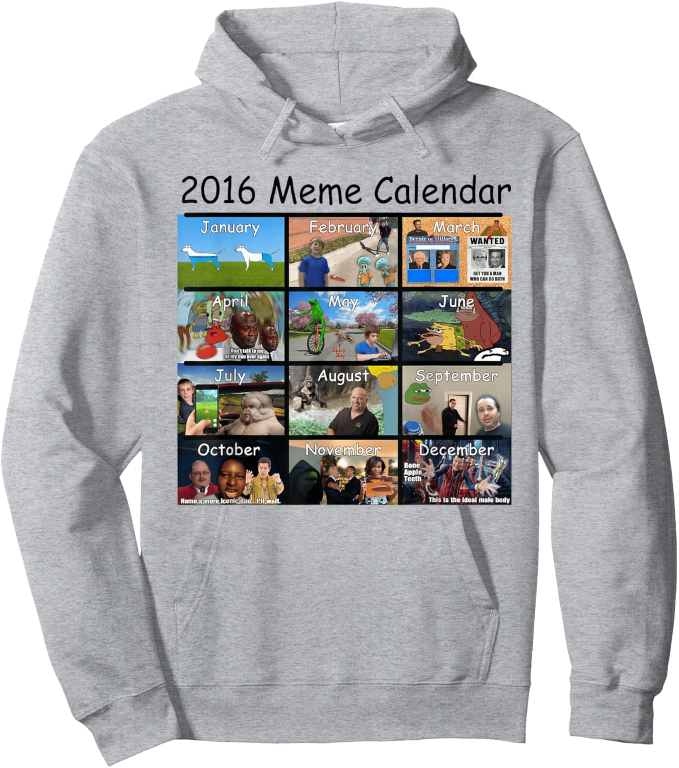 2016 Meme Calendar Meme of The Year Hoodie - Hoodie | Ash