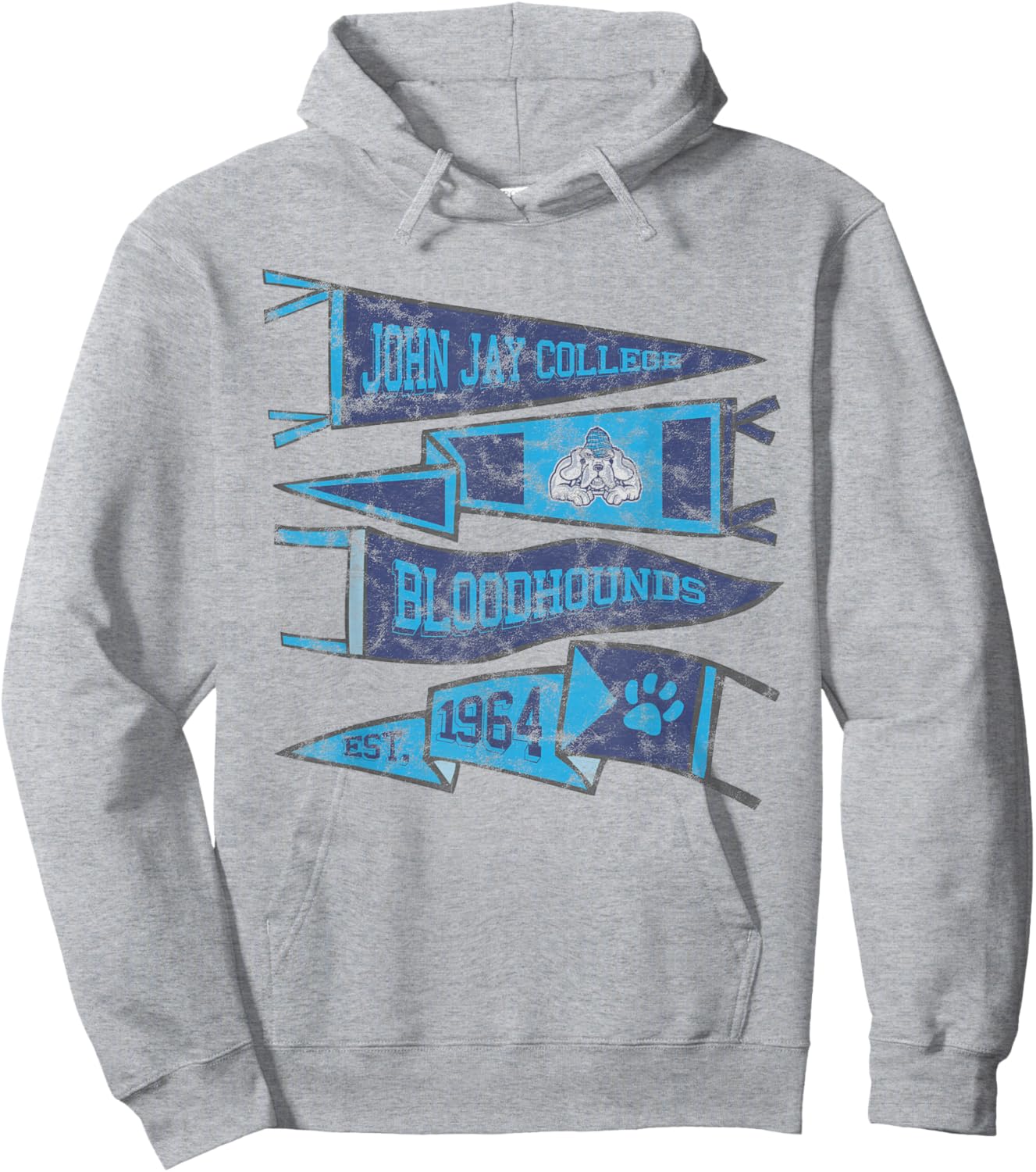 John Jay College of Criminal Justice Bloodhounds Pennants Hoodie - Hoodie | Ash