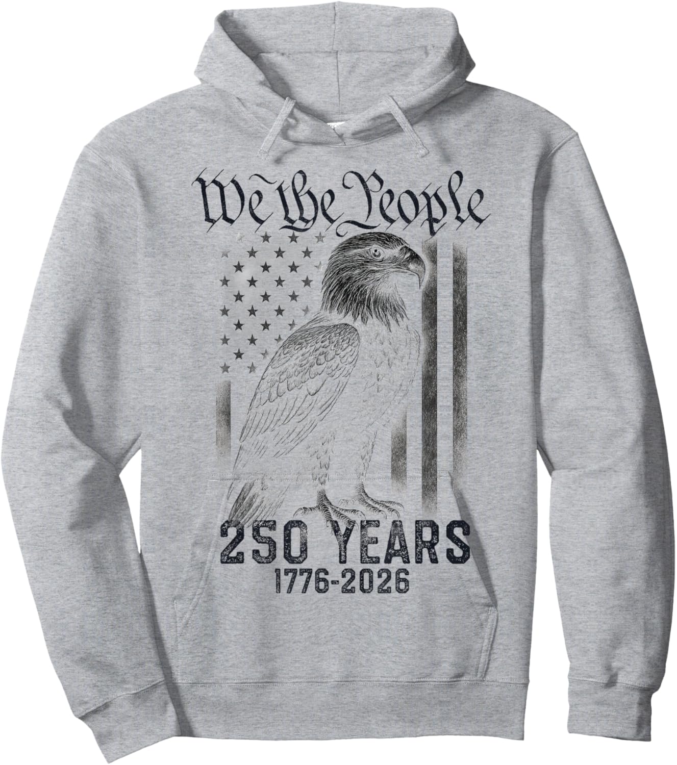 250 Anniversary USA Flag America 1776-2026 250th Patriotic Hoodie - Hoodie | Ash