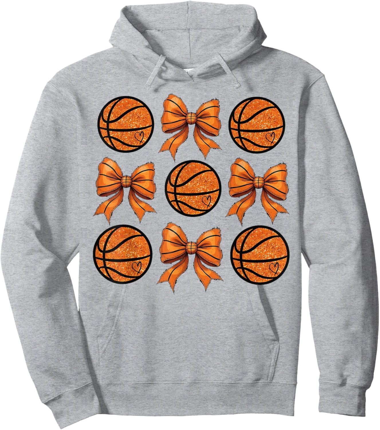 Basketball Bow Game Day Basketball Coquette Bow Women Girls Hoodie - Hoodie | Ash