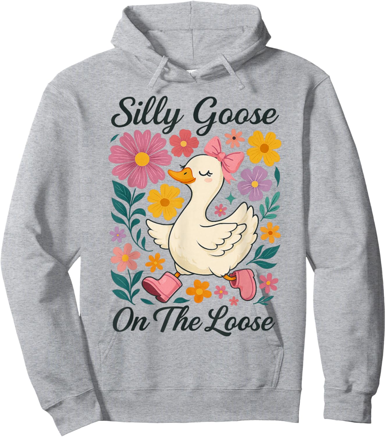 Funny Silly Goose On The Loose Silly Goose Girl Kids Hoodie - Hoodie | Ash