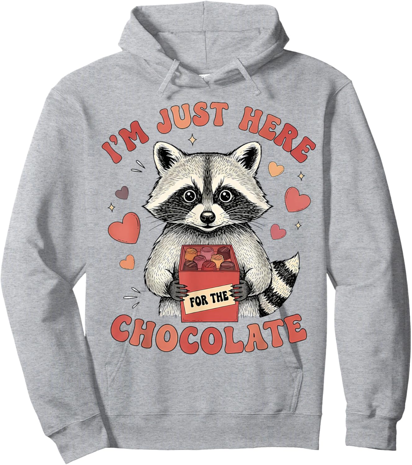 Just Here for The Chocolate Raccoon Valentine Hoodie - Hoodie | Ash
