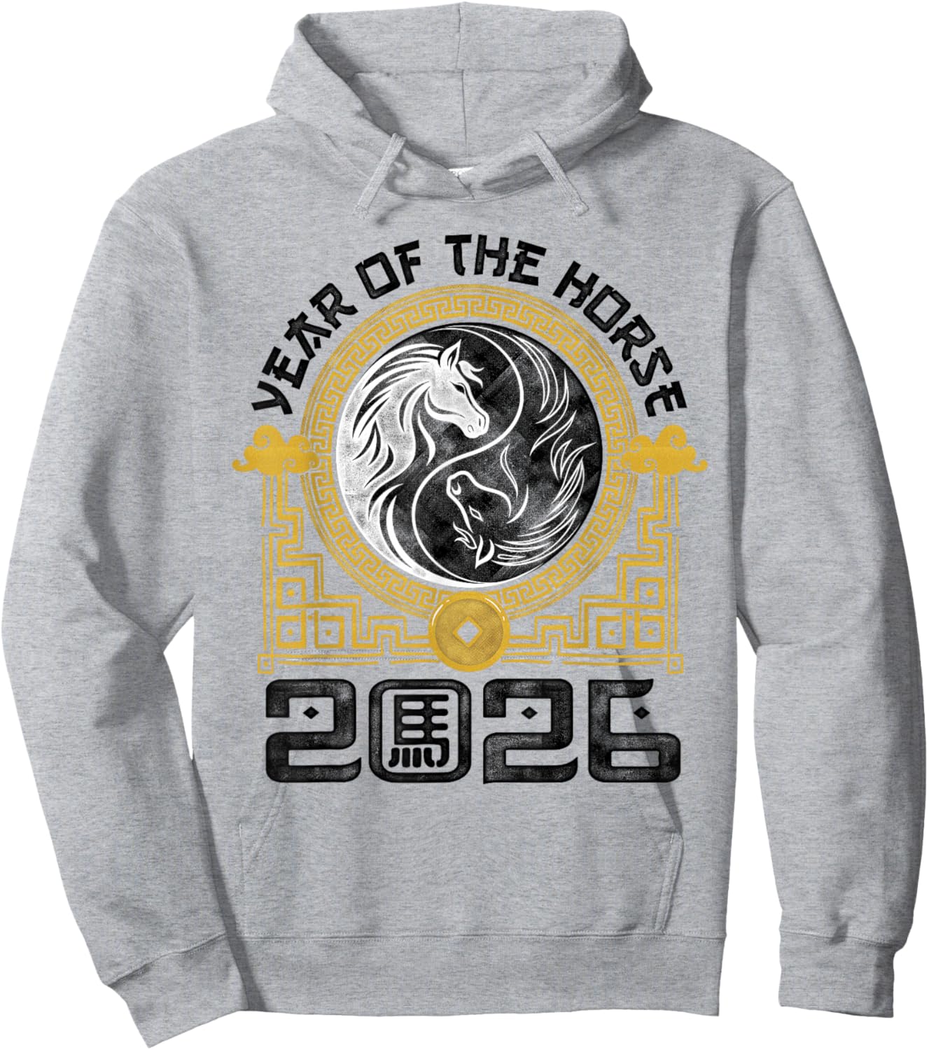 2026 Year of The Horse Chinese Zodiac Chinese New Year Hoodie - Hoodie | Ash