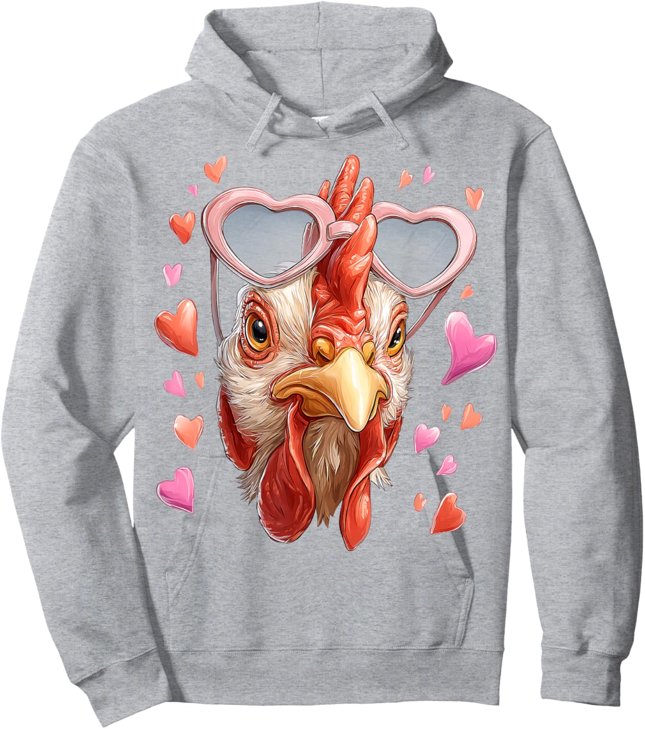 Chicken Farm Farmer Valentine's Day Heart Sunglasses Hoodie - Hoodie | Ash