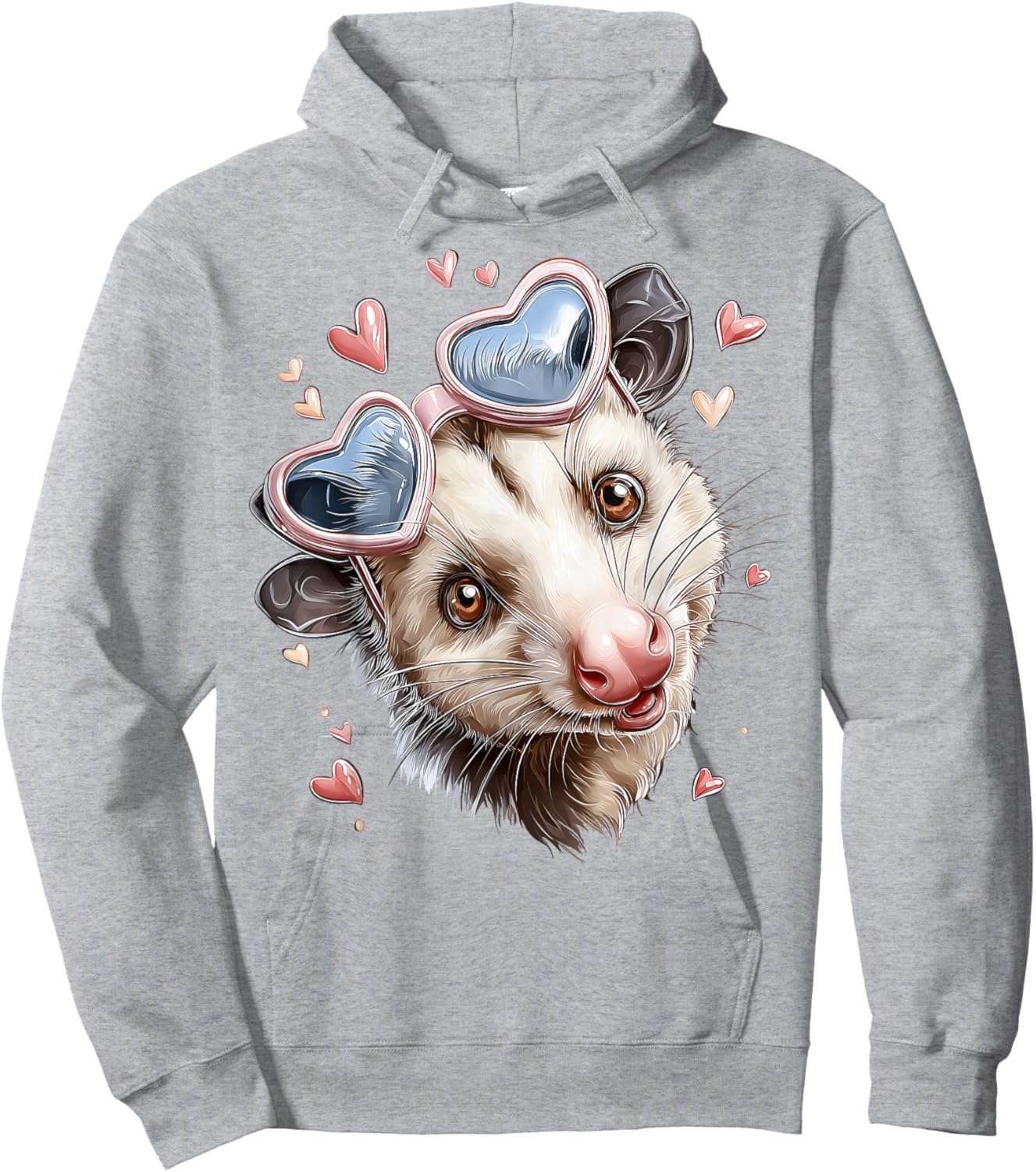 Opossum Possum Valentine's Day Heart Sunglasses Hoodie - Hoodie | Ash