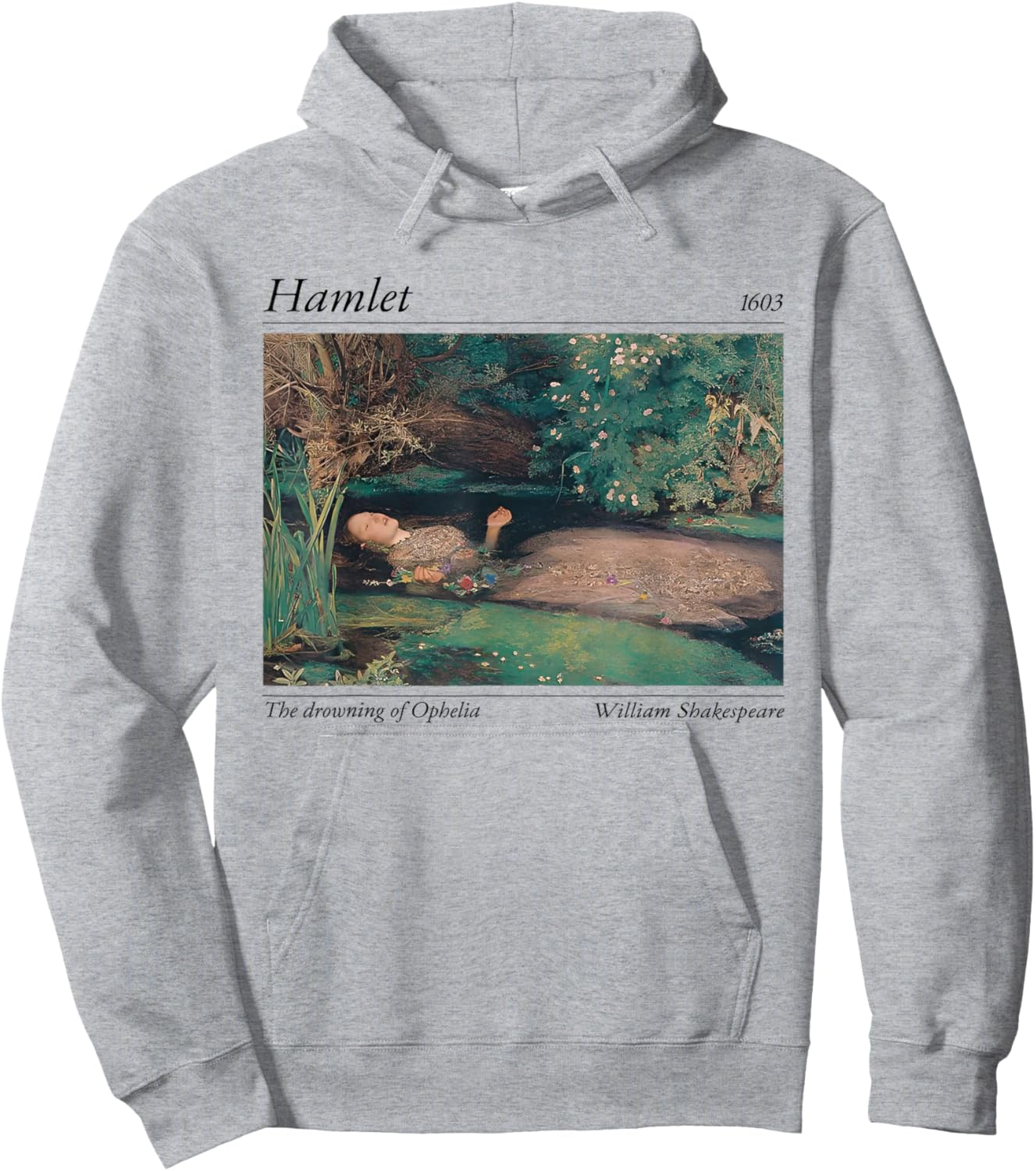 Vintage Hamlet 1603 Ophelia Classic Art Design Shakespeare Hoodie - Hoodie | Ash