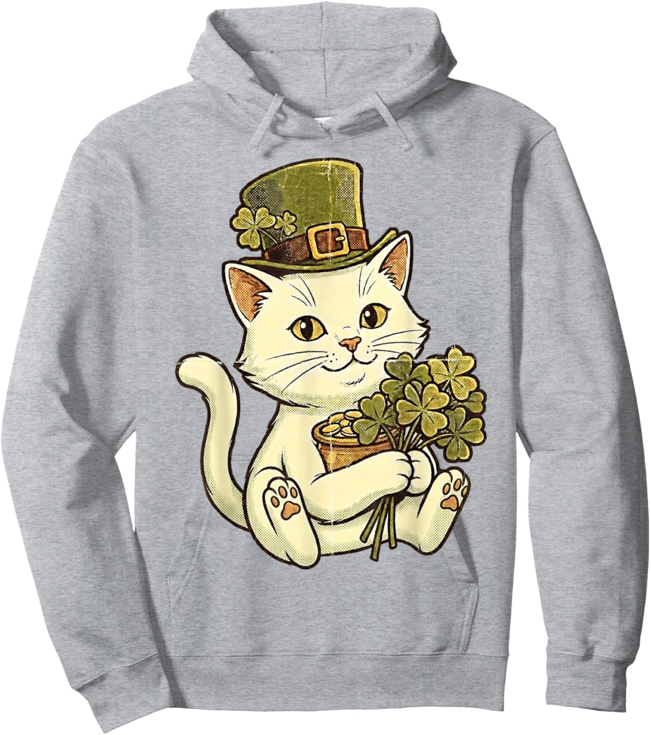 Cat St Patricks Day Leprechaun Kitten St Paddys Pattys Day Hoodie - Hoodie | Ash