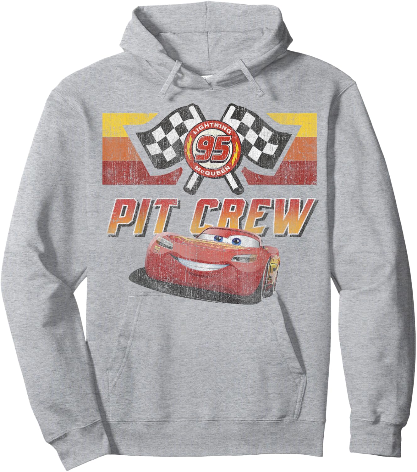 Disney Pixar Cars McQueen Pit Crew Red Distressed Hoodie - Hoodie | Ash