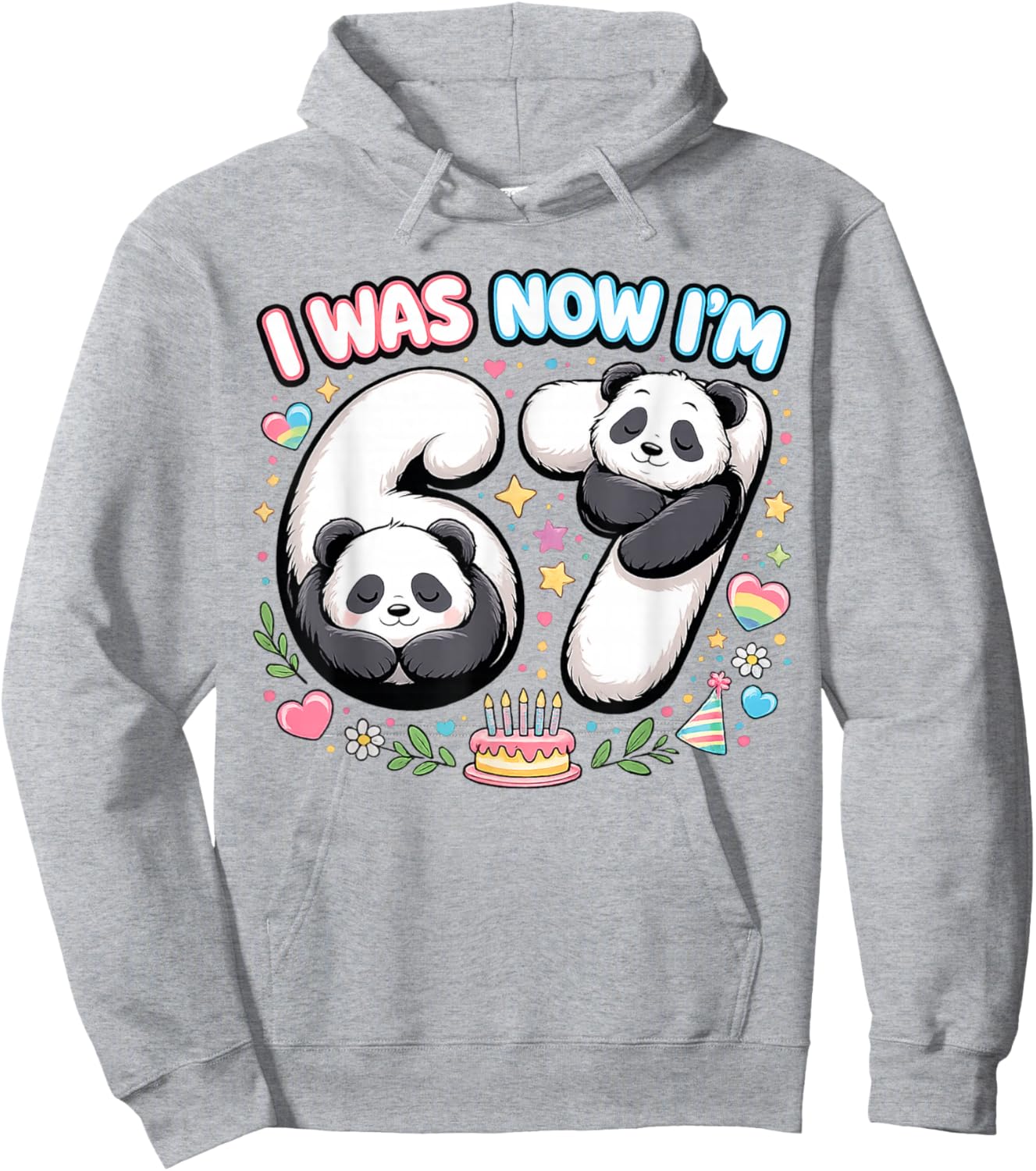 I was 6 Now I'm 7 Funny 6 7 Six Seven Meme Panda Birthday Hoodie - Hoodie | Ash
