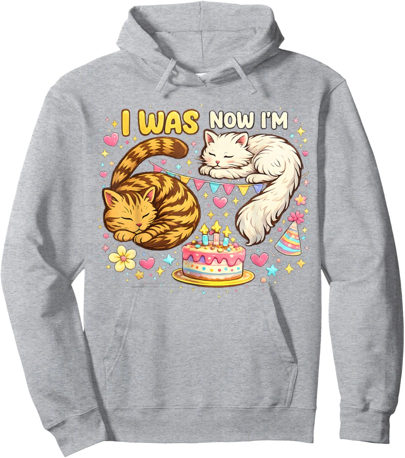 I was 6 Now I'm 7 Birthday 7 Years Old Birthday Funny Cats Hoodie - Hoodie | Ash