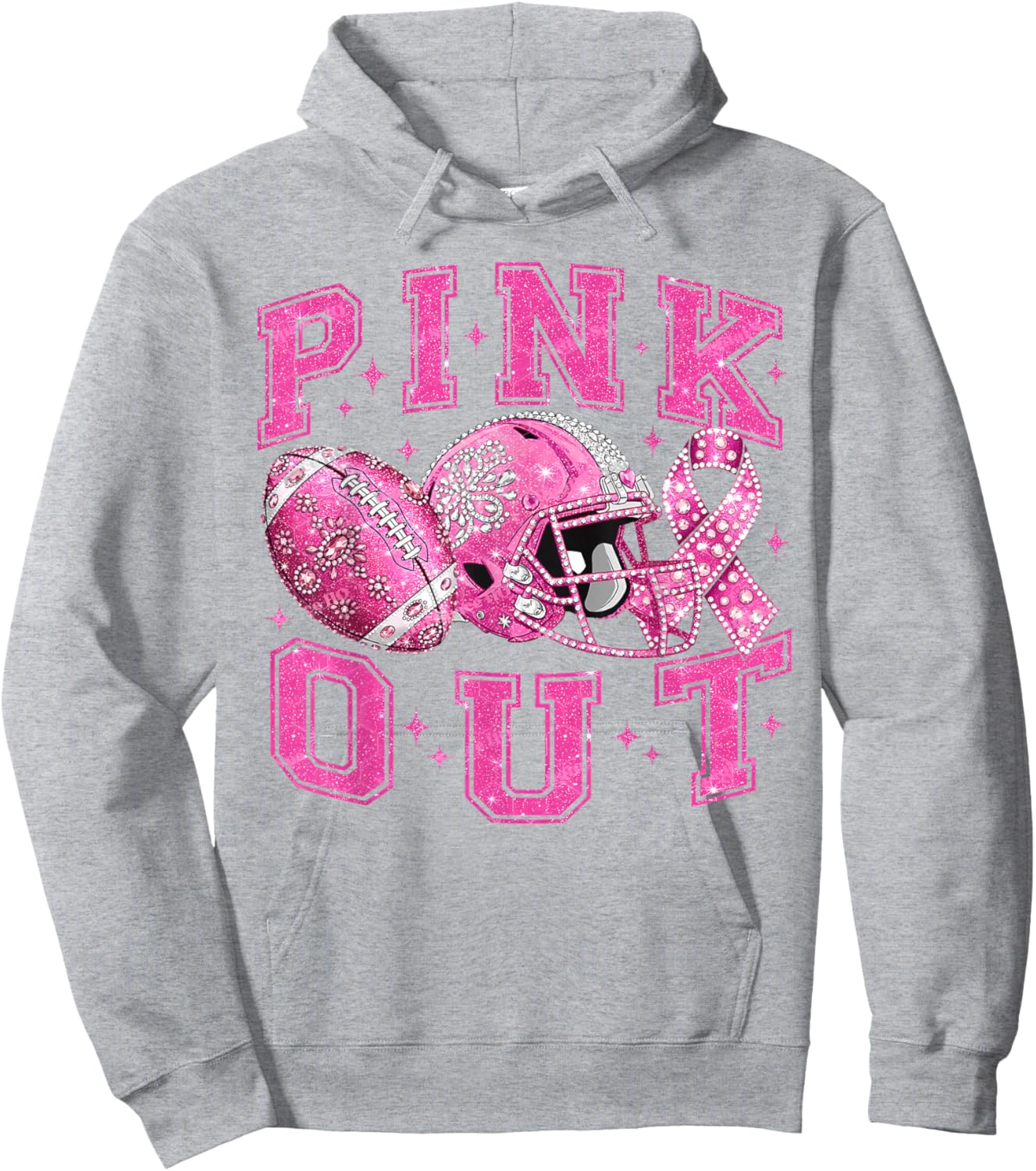 Pink Out Tackle Breast Cancer Awareness Football Pink Ribbon Hoodie - Hoodie | Ash