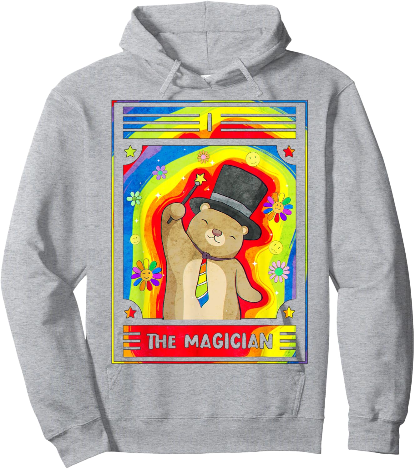 Kidcore Aesthetic The Magician Tarot Card Kawaii Bear Retro Hoodie - Hoodie | Ash