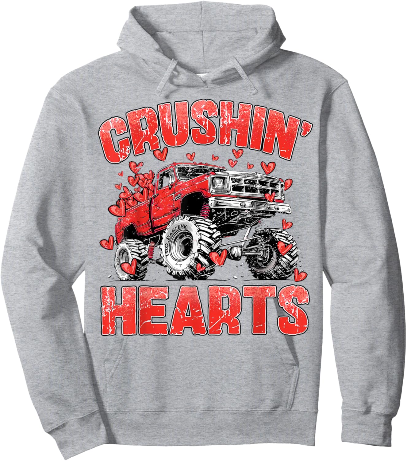 Crushin Hearts Valentine Truck XOXO Boy Kids Toddler Hoodie - Hoodie | Ash