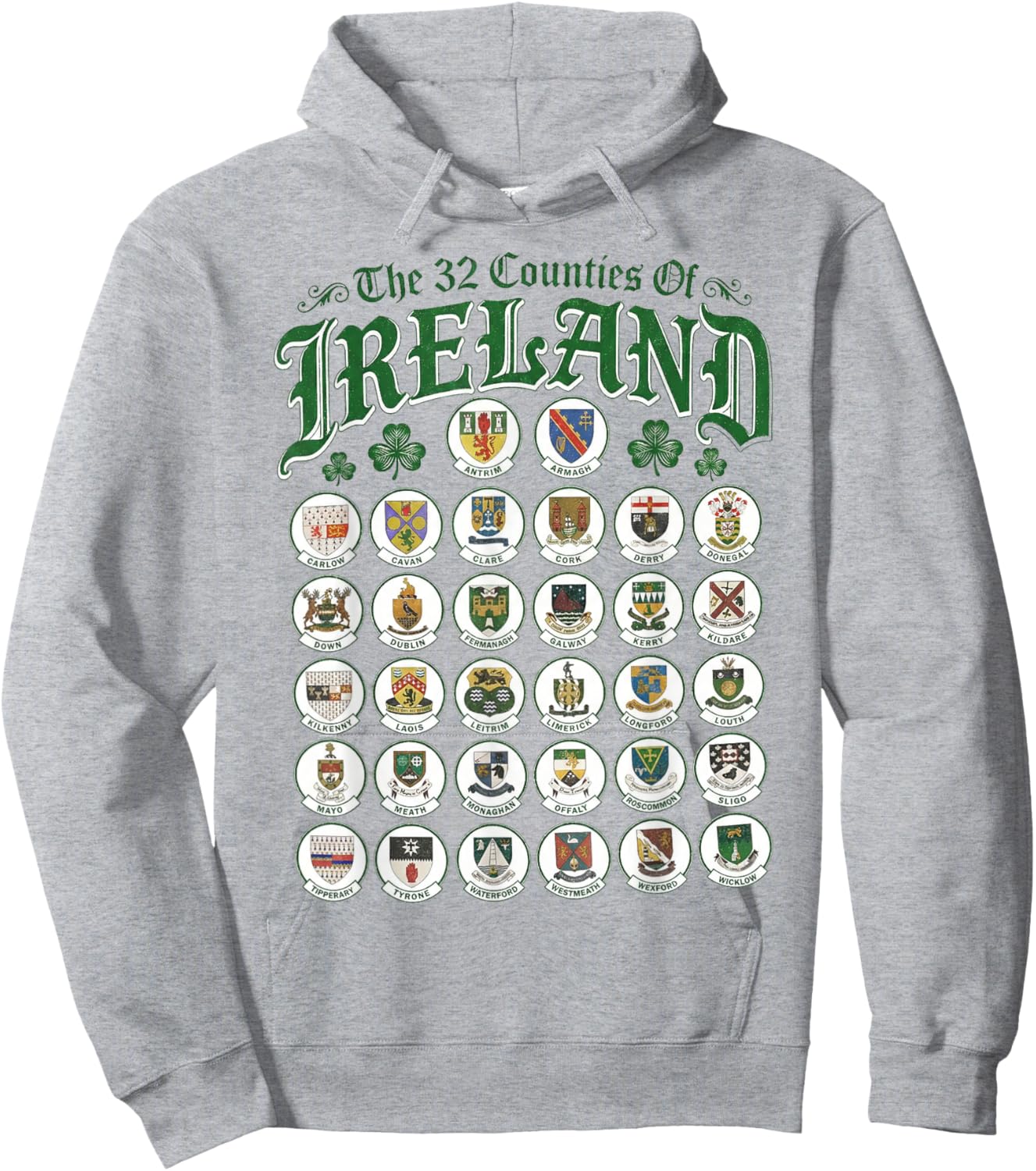 Vintage Ireland Counties Celtic Heritage Gift St Patrick Day Hoodie - Hoodie | Ash