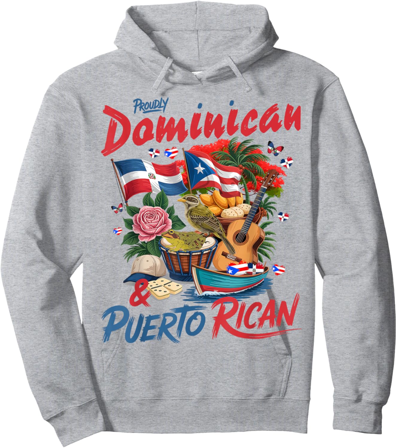 Puerto Rican & Dominican Flag Idea Dominican Theme Hoodie - Hoodie | Ash